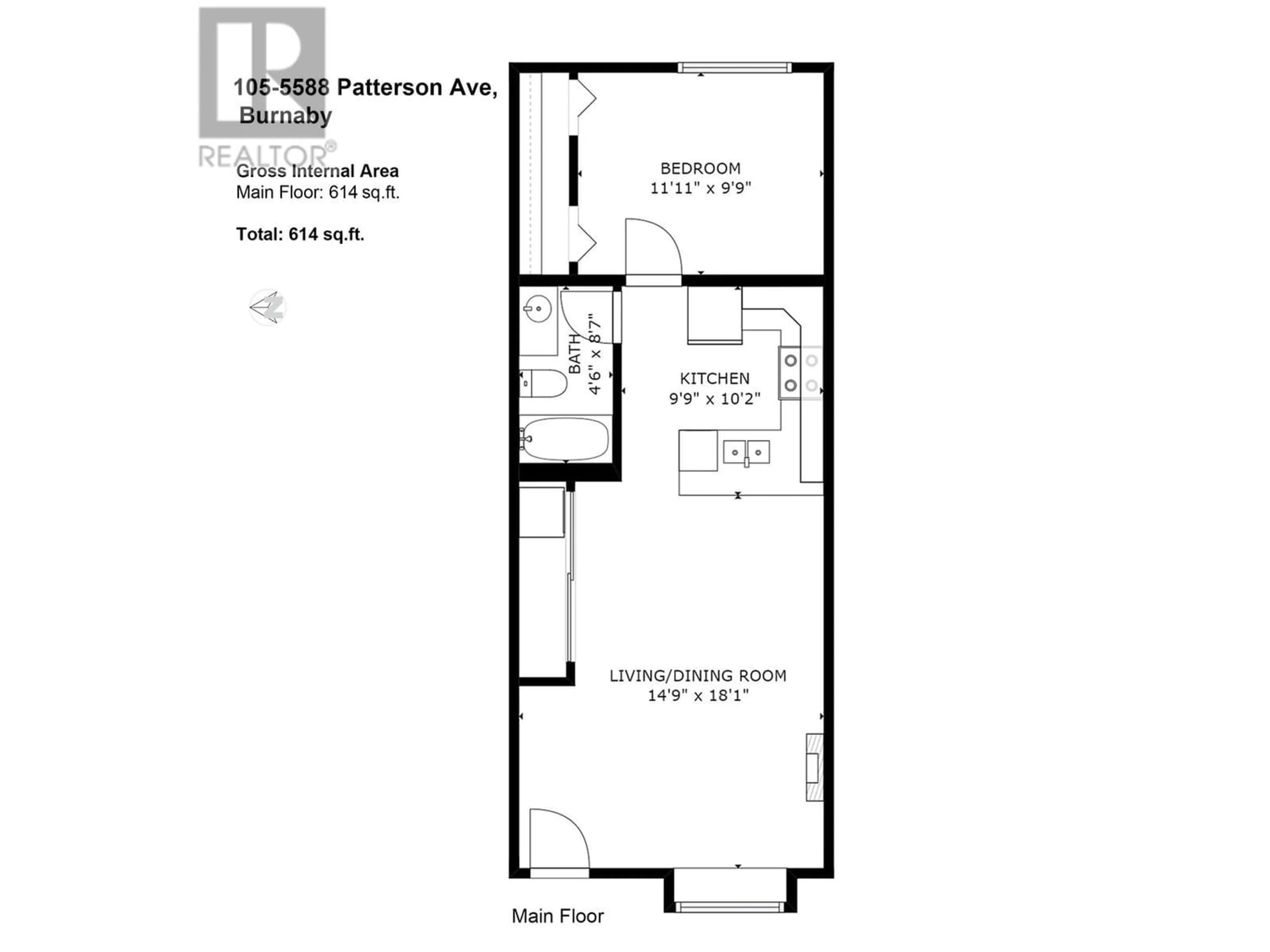 Floor plan for 105 5588 PATTERSON AVENUE, Burnaby British Columbia V5H0A7