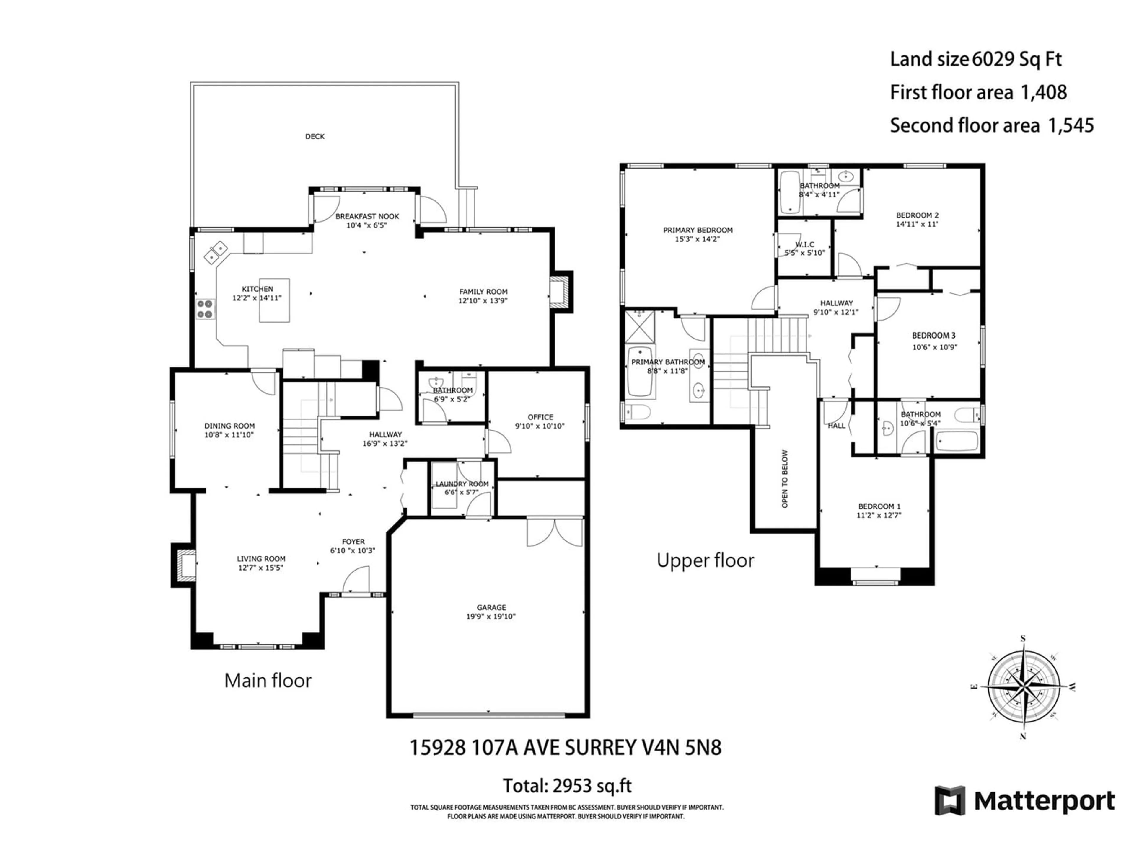 Floor plan for 15928 107A AVENUE, Surrey British Columbia V4N5N8