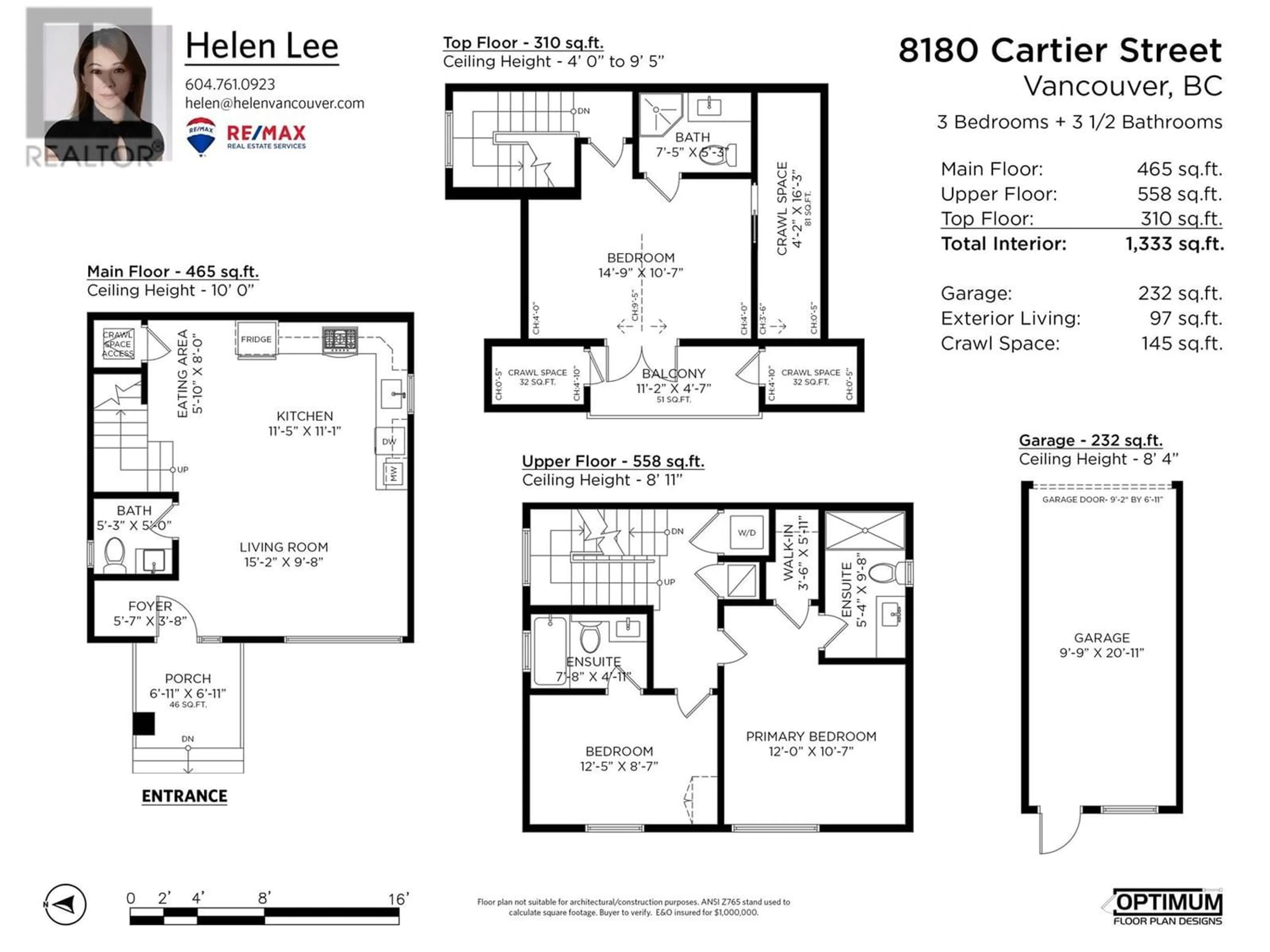 Floor plan for 8180 CARTIER STREET, Vancouver British Columbia V6P4T5