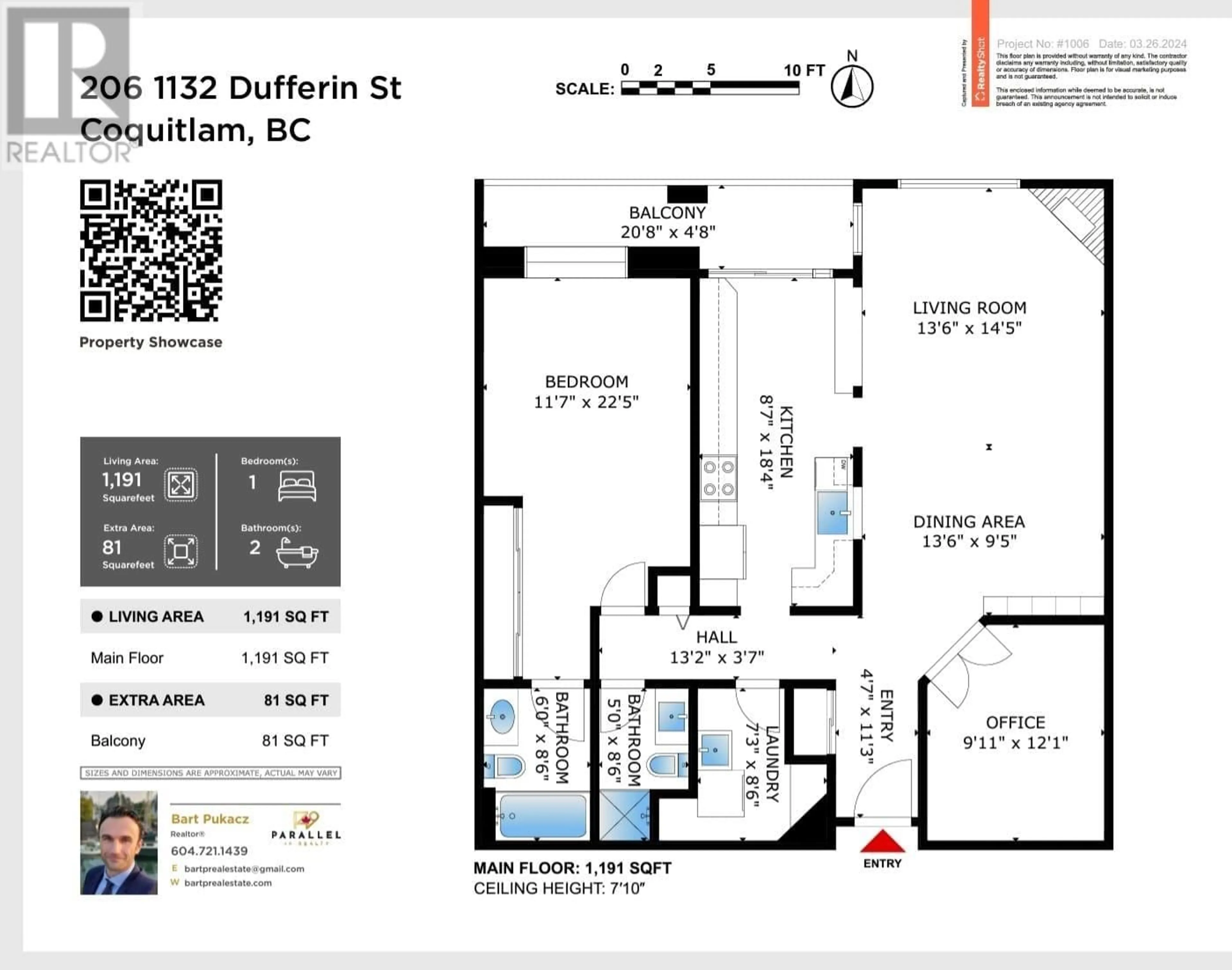 Floor plan for 206 1132 DUFFERIN STREET, Coquitlam British Columbia V3B7M8