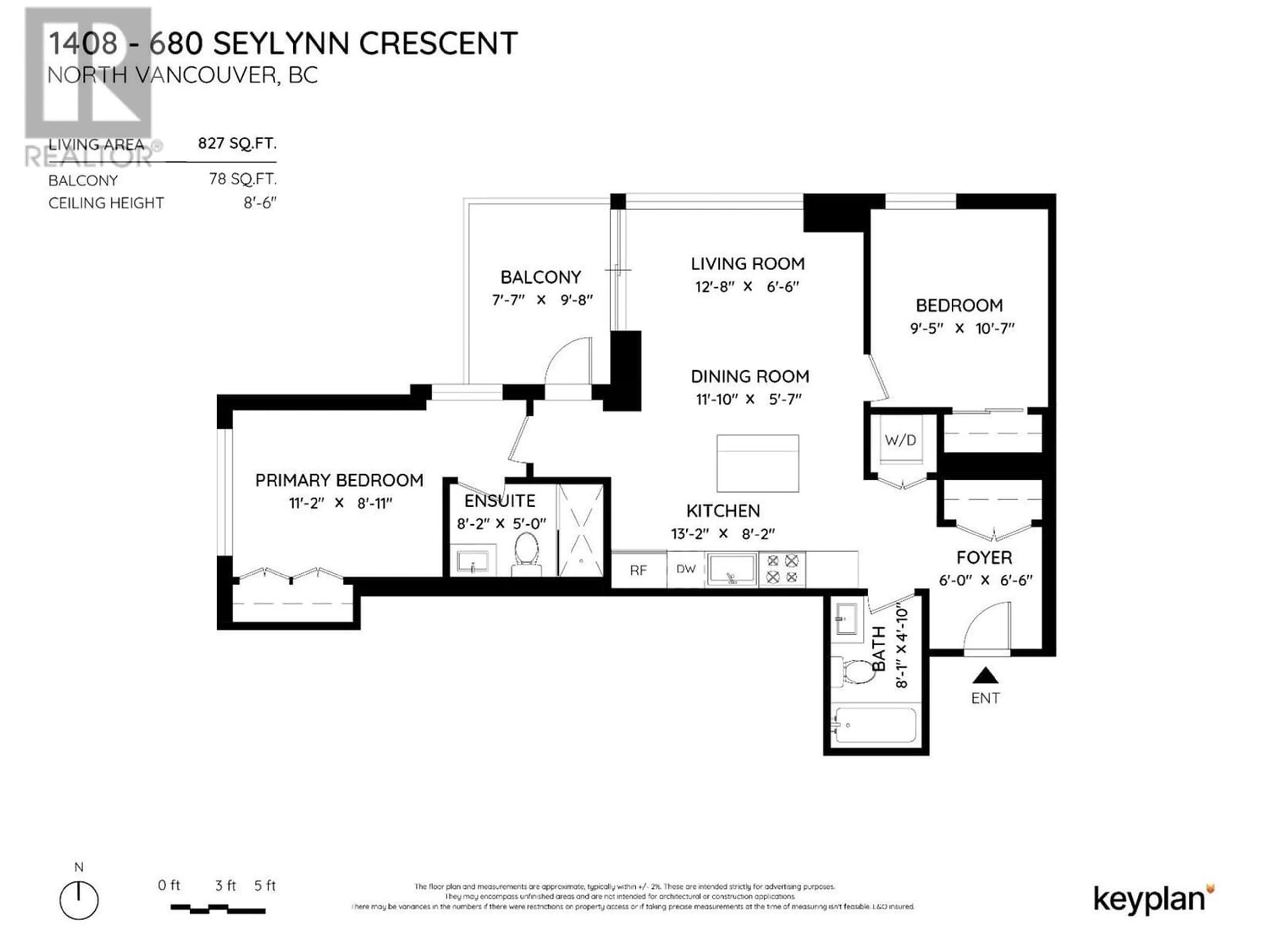 Floor plan for 1408 680 SEYLYNN CRESCENT, North Vancouver British Columbia V7J0B5