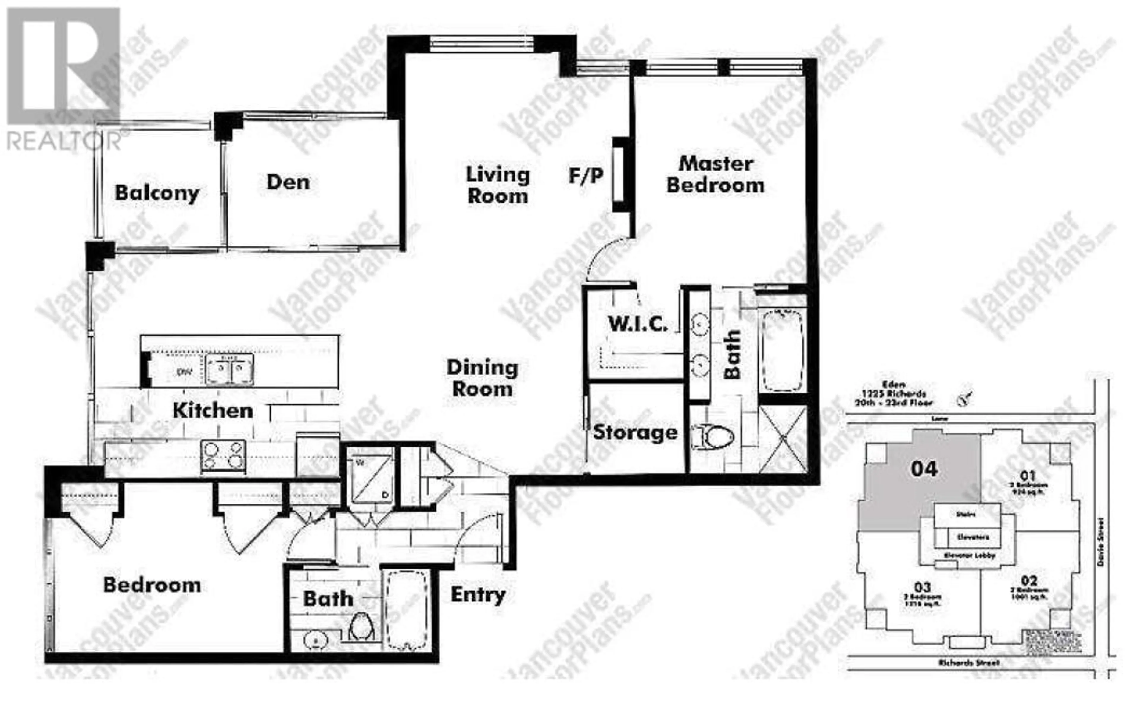 Floor plan for 2004 1225 RICHARDS STREET, Vancouver British Columbia V6B1E6