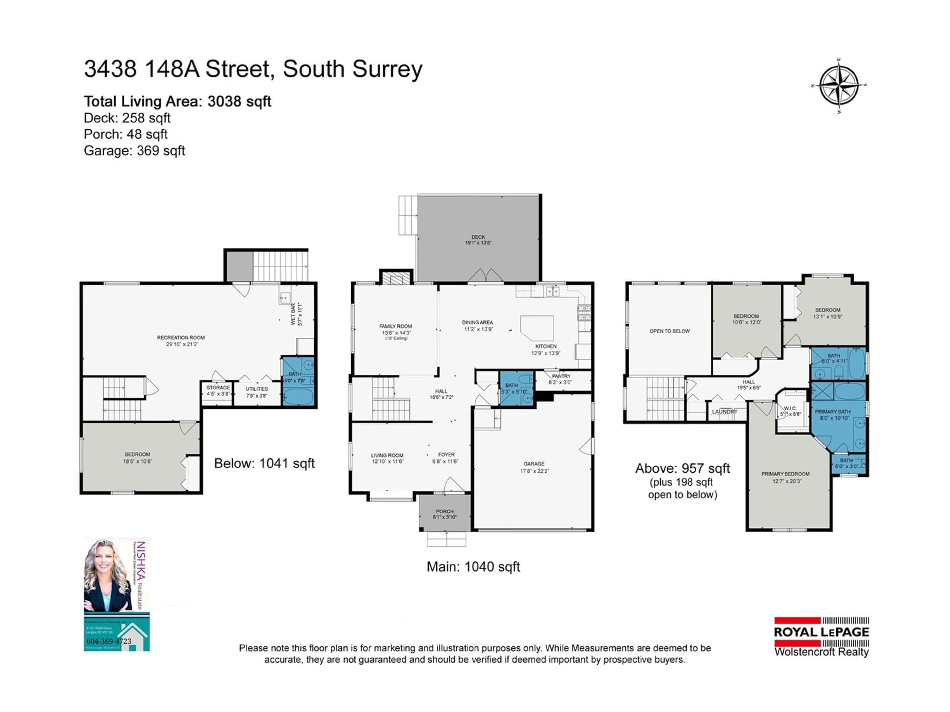 Floor plan for 3438 148A STREET, Surrey British Columbia V4P0B6