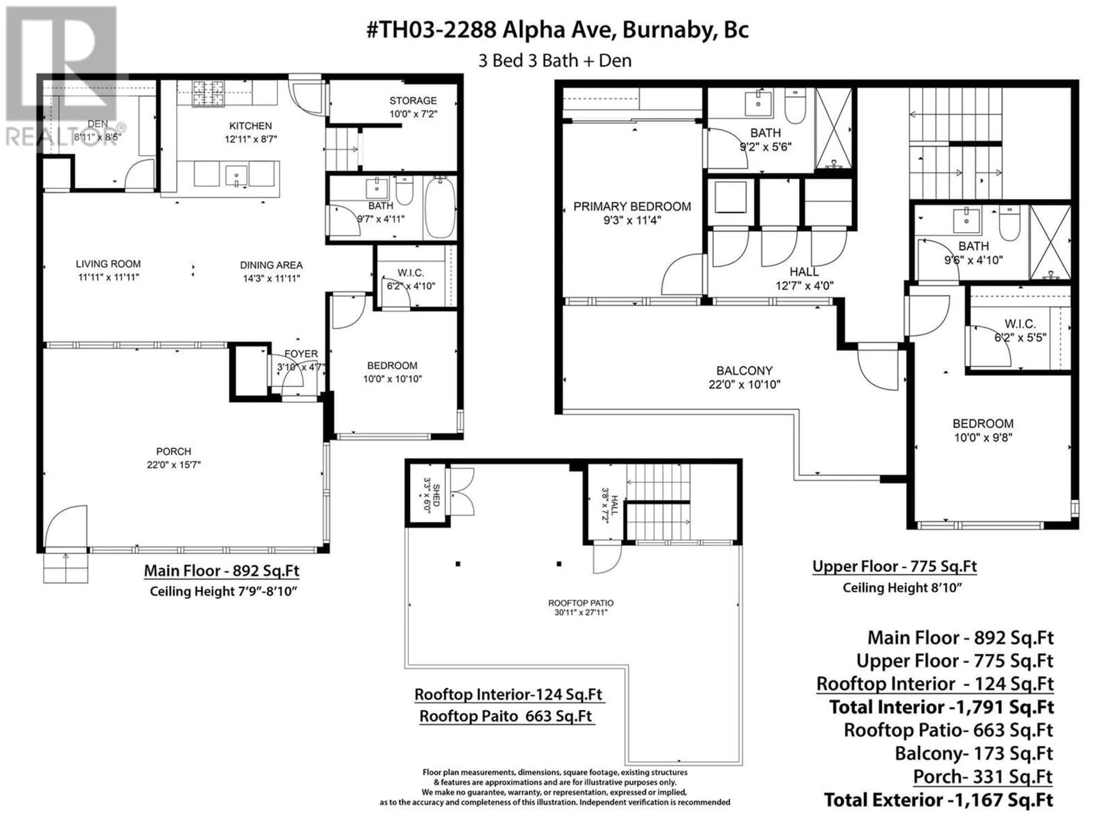 Floor plan for TH03 2288 ALPHA AVENUE, Burnaby British Columbia V5C0L9