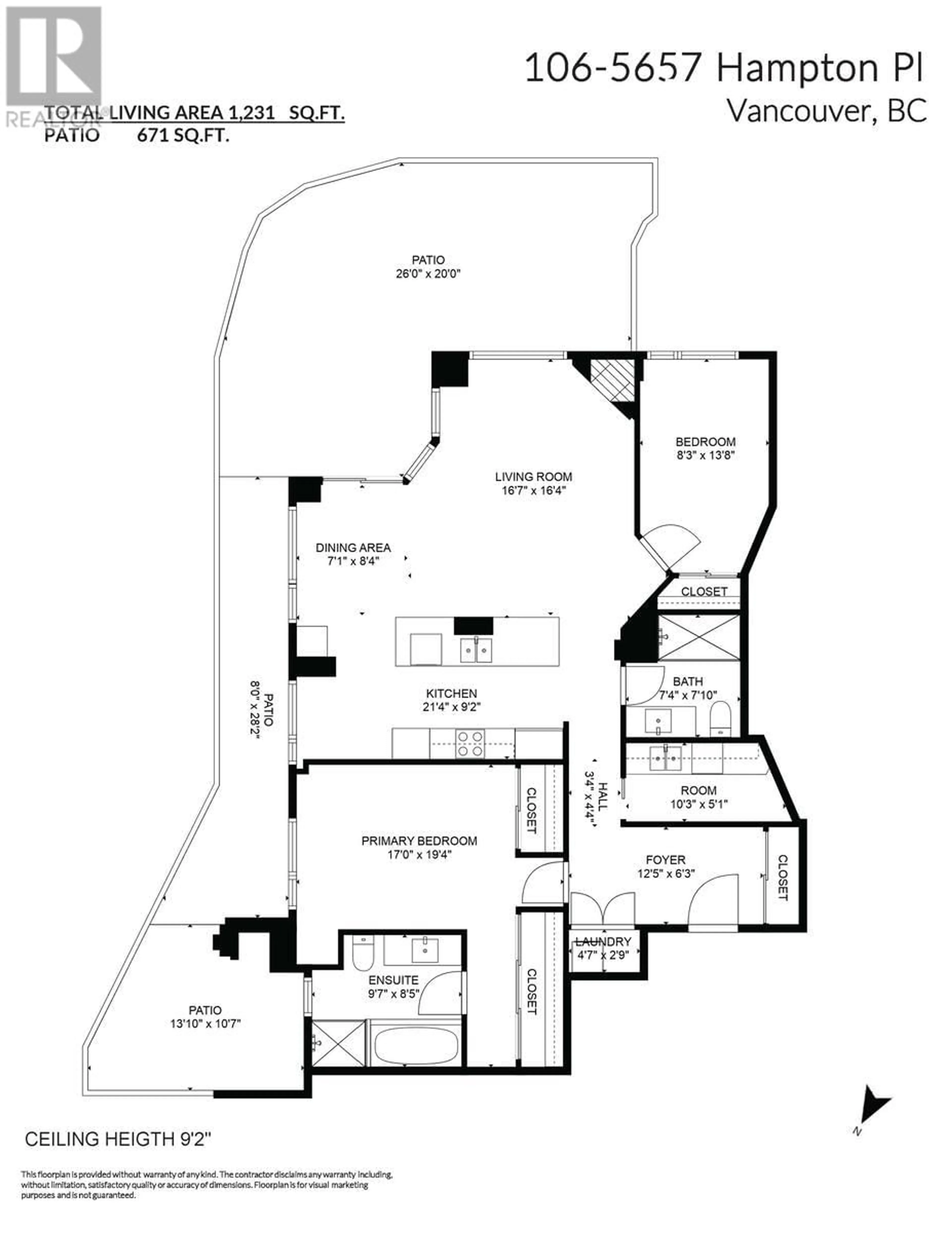 Floor plan for 106 5657 HAMPTON PLACE, Vancouver British Columbia V6T2H4