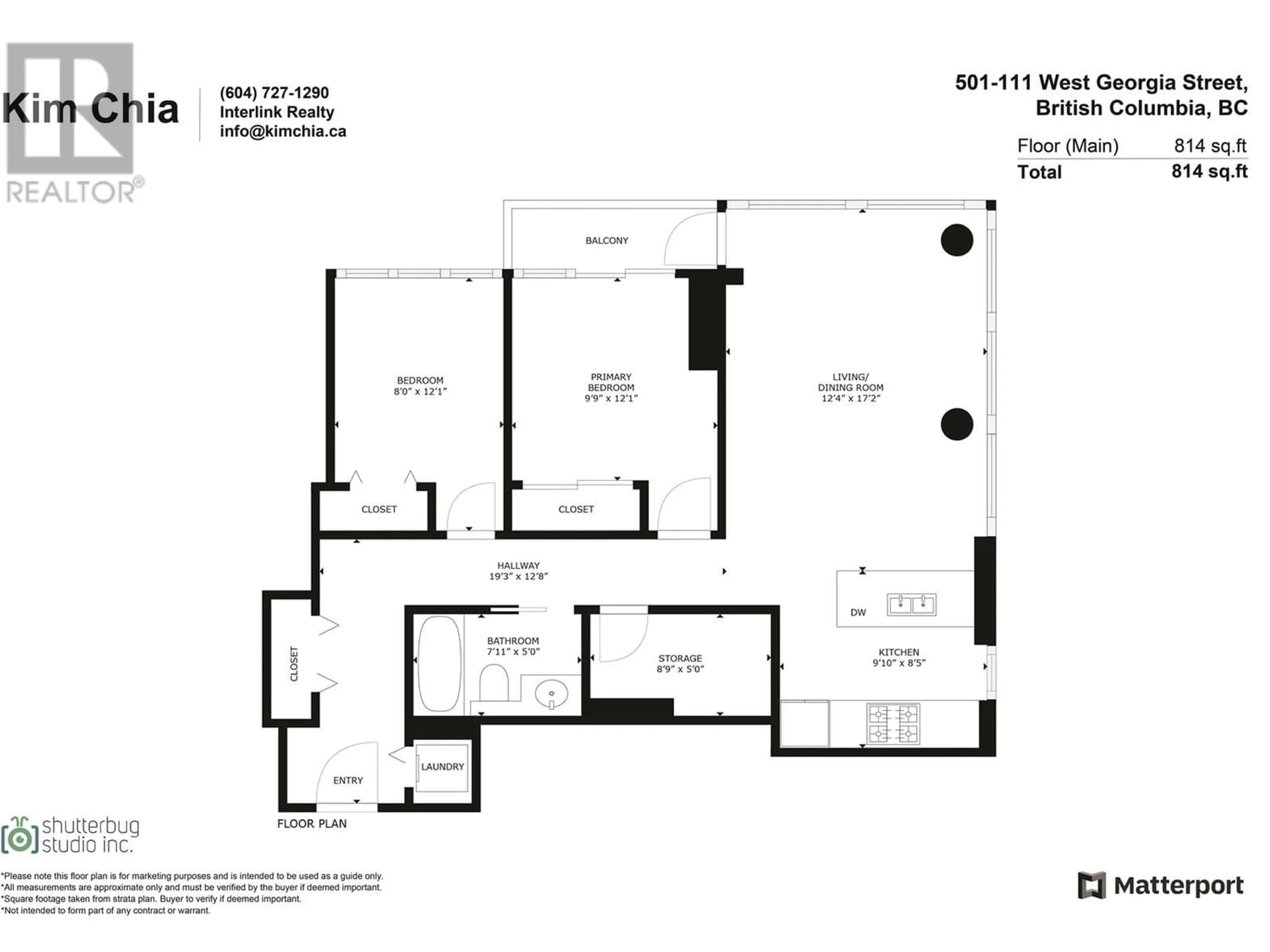 Floor plan for 501 111 W GEORGIA STREET, Vancouver British Columbia V6B1T8