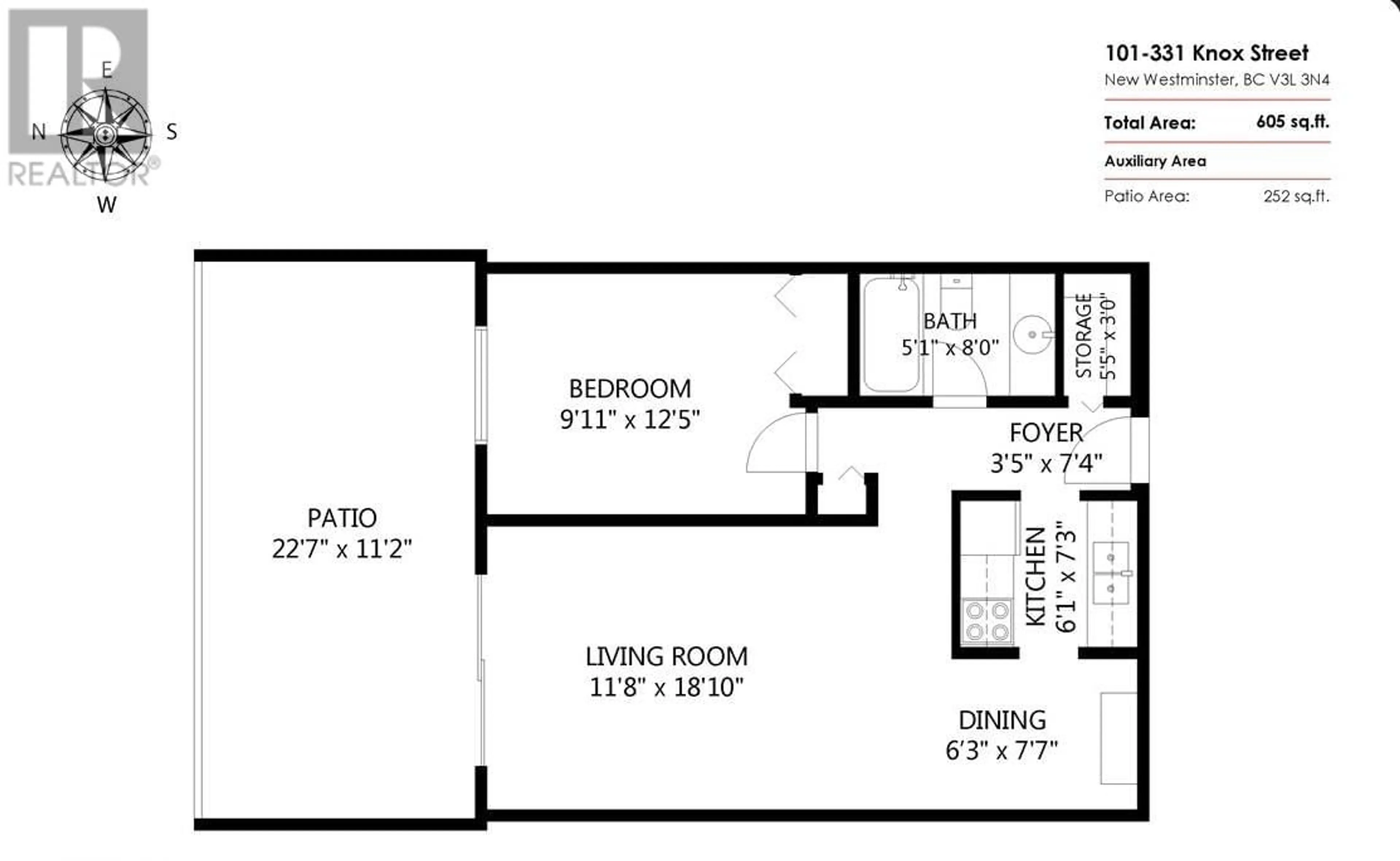 Floor plan for 101 331 KNOX STREET, New Westminster British Columbia V3L3N4