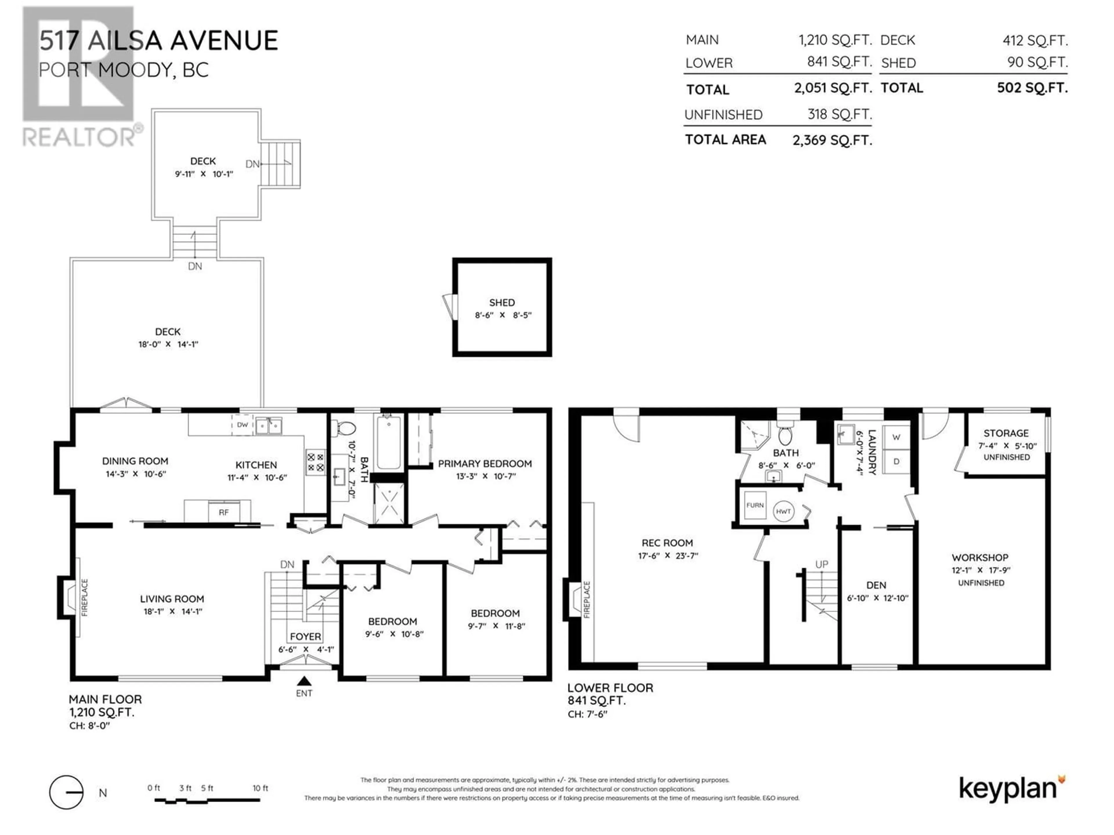 Floor plan for 517 AILSA AVENUE, Port Moody British Columbia V3H1A5
