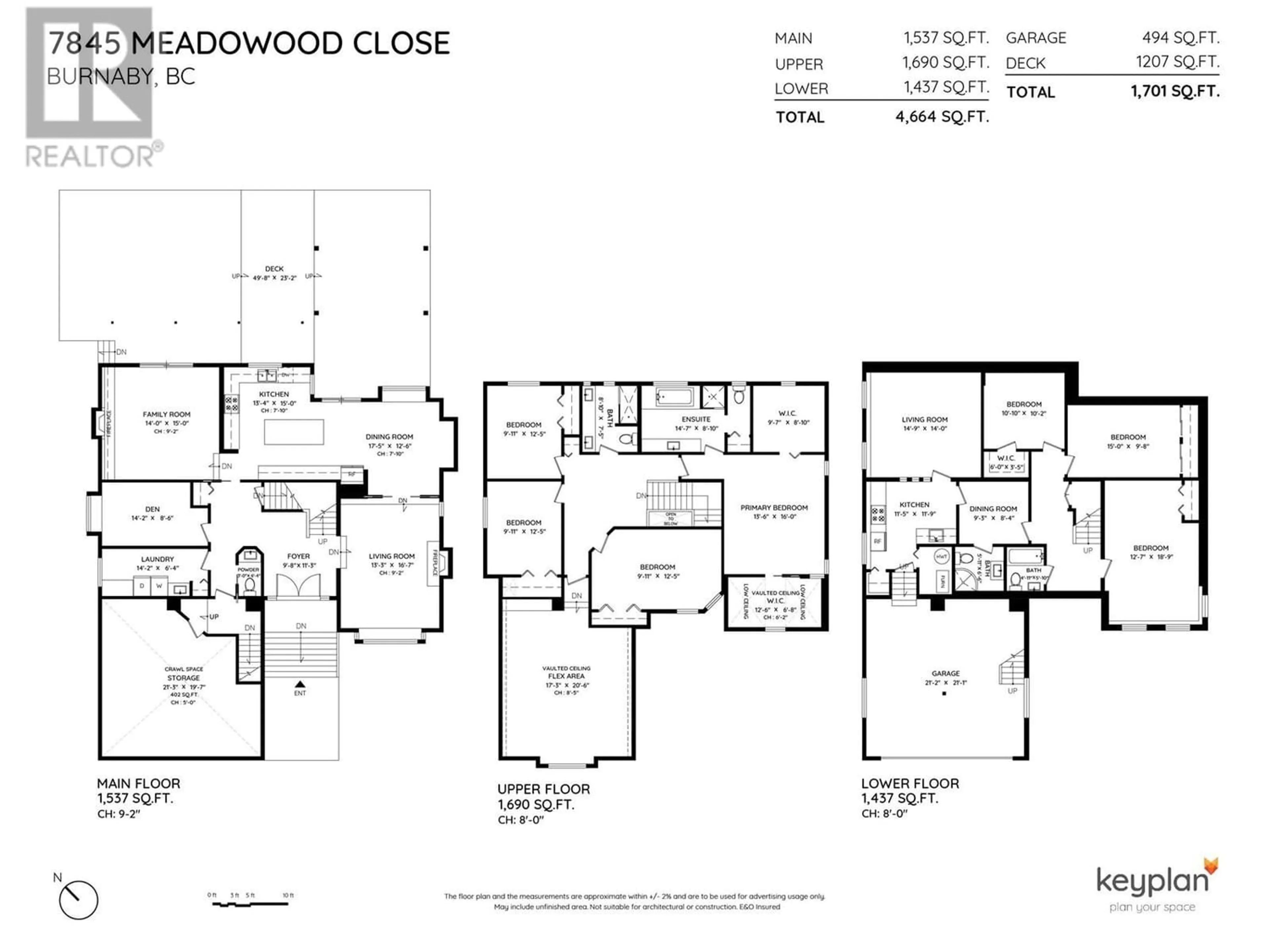 Floor plan for 7845 MEADOWOOD CLOSE, Burnaby British Columbia V5A4C2