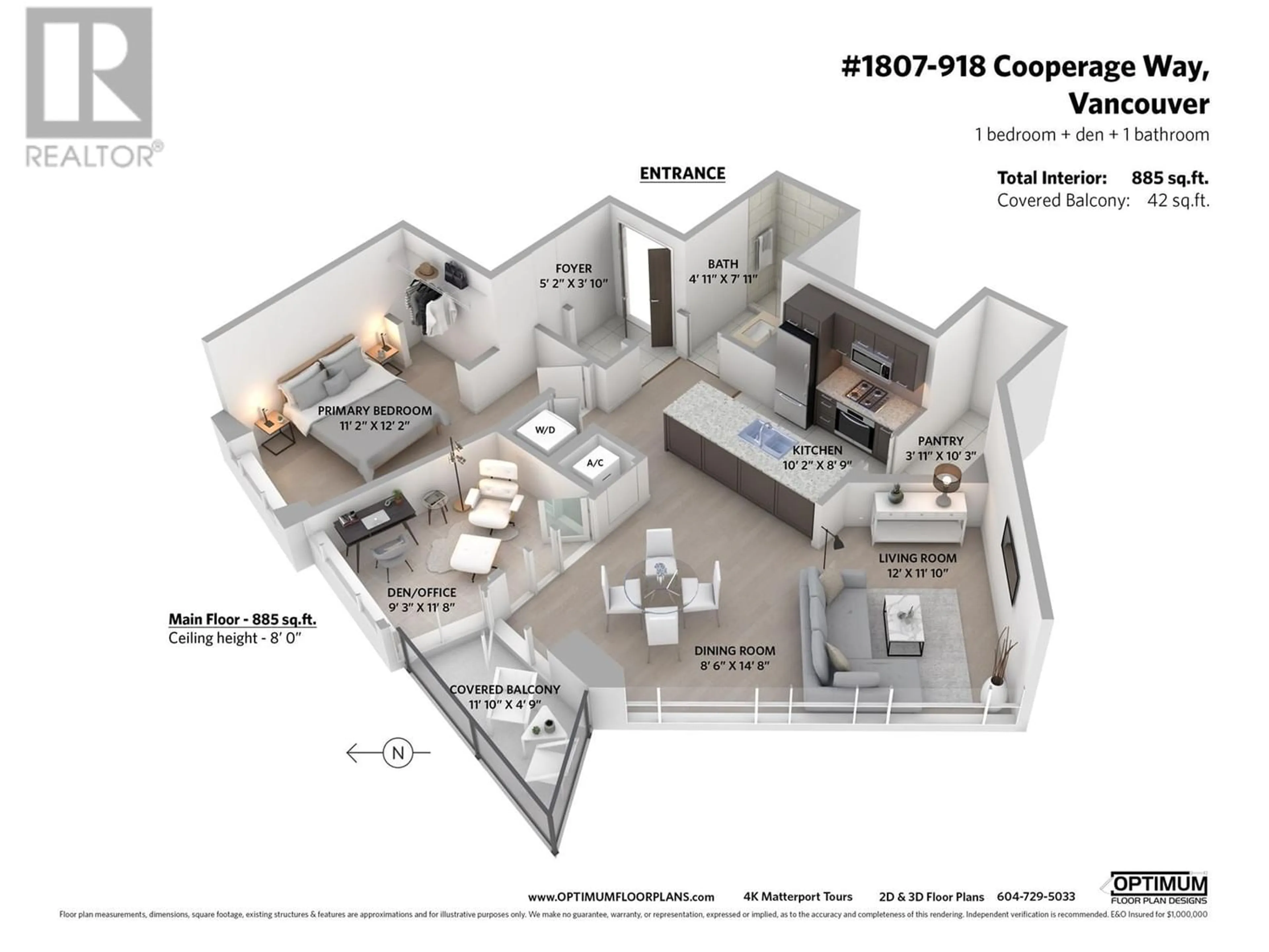 Floor plan for 1807 918 COOPERAGE WAY, Vancouver British Columbia V6B0A7