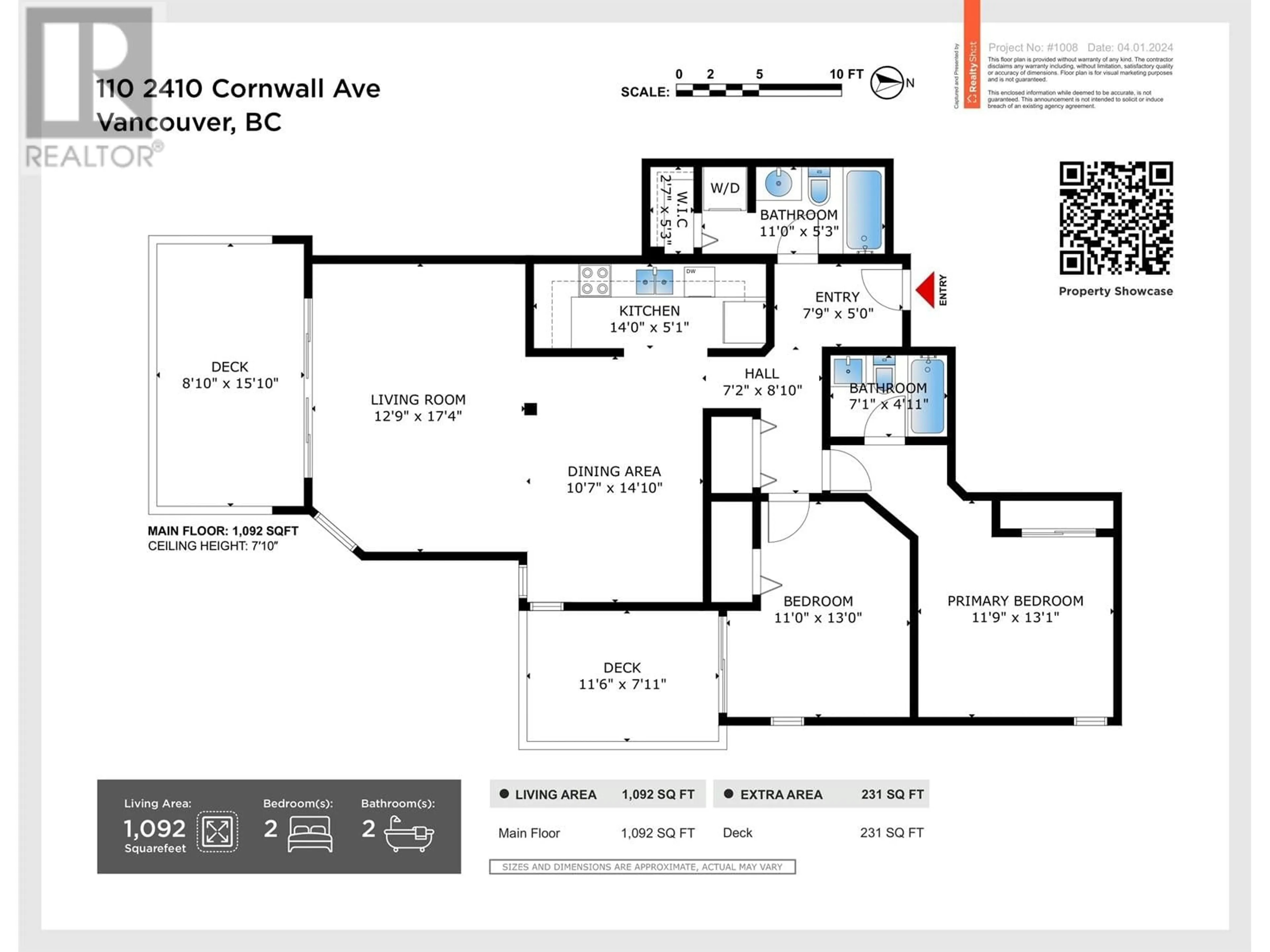 Floor plan for 110 2410 CORNWALL AVENUE, Vancouver British Columbia V6K1B8