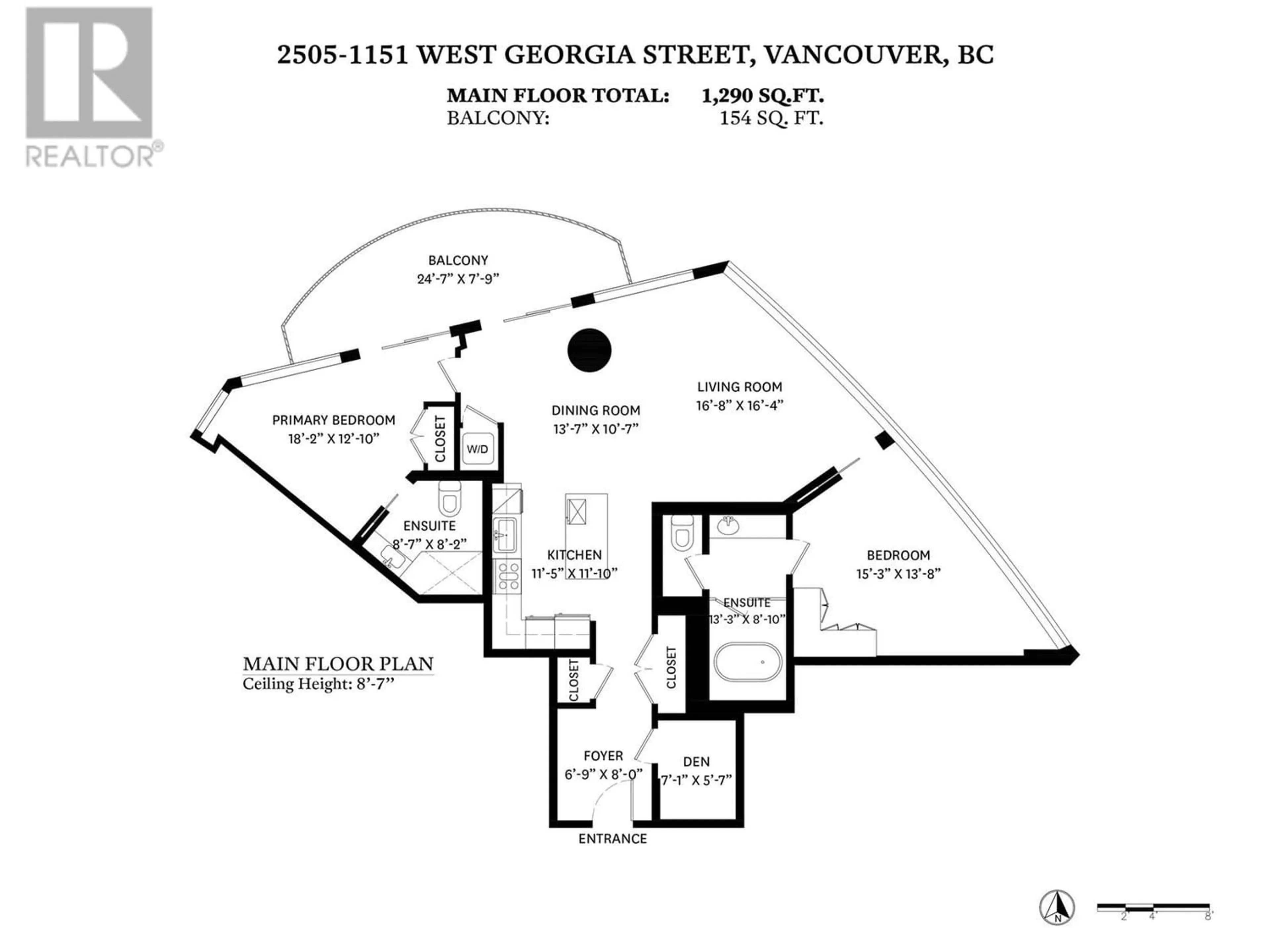 Floor plan for 2505 1151 W GEORGIA STREET, Vancouver British Columbia V6E0B3