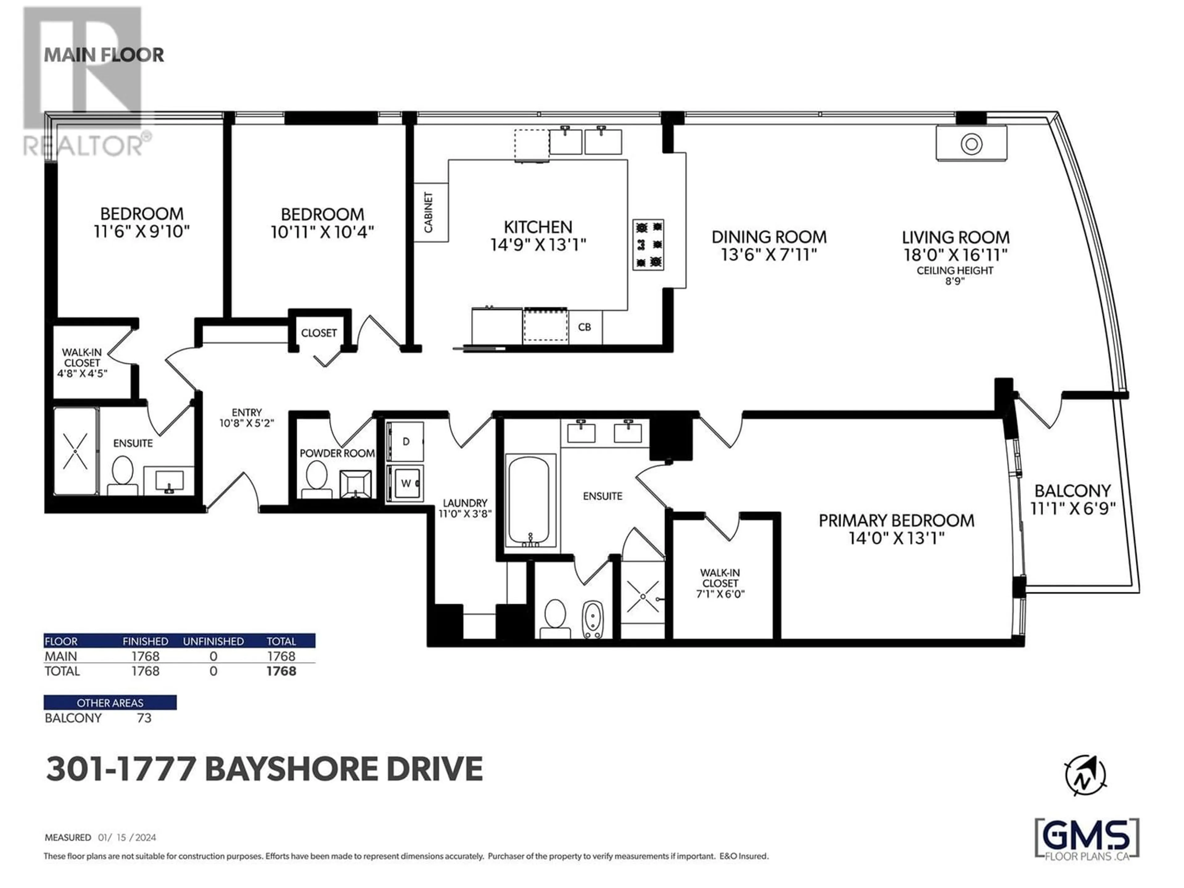 Floor plan for 301 1777 BAYSHORE DRIVE, Vancouver British Columbia V6G3H2
