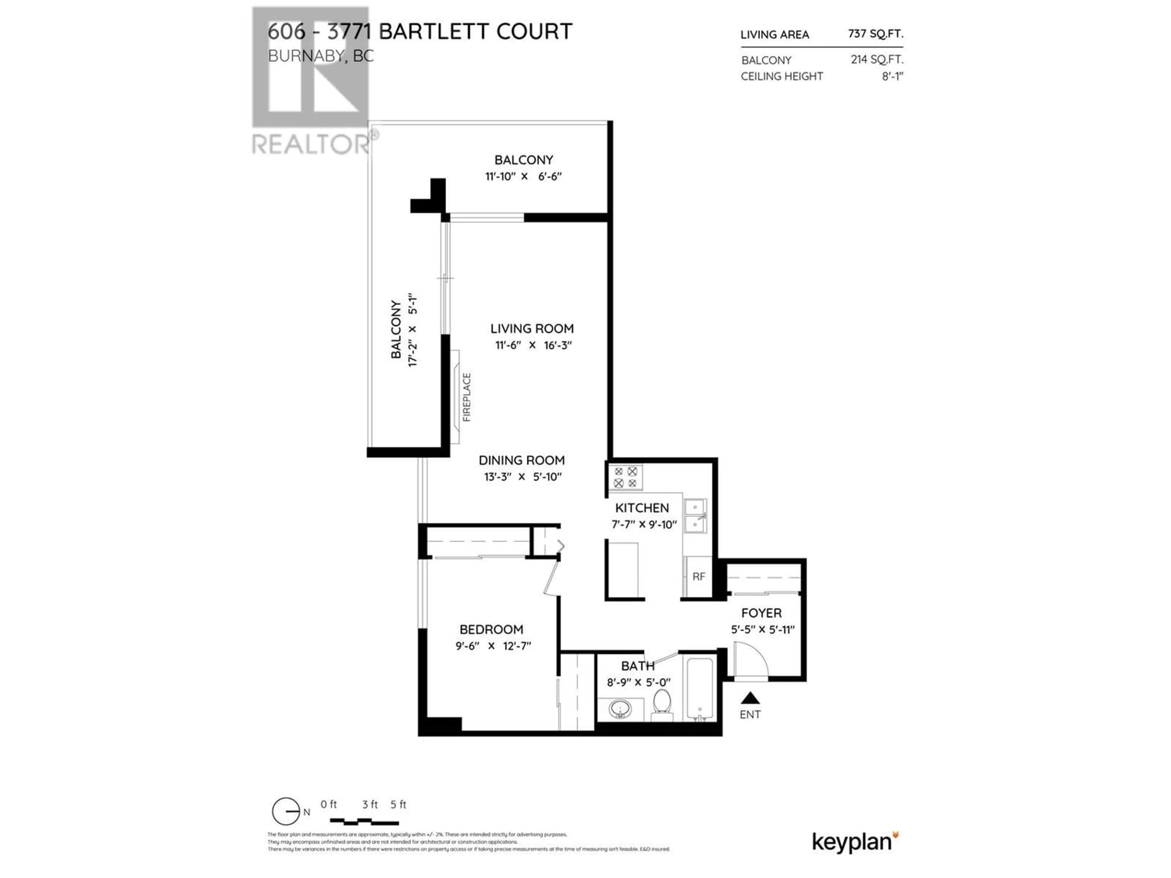 Floor plan for 606 3771 BARTLETT COURT, Burnaby British Columbia V3J7G8