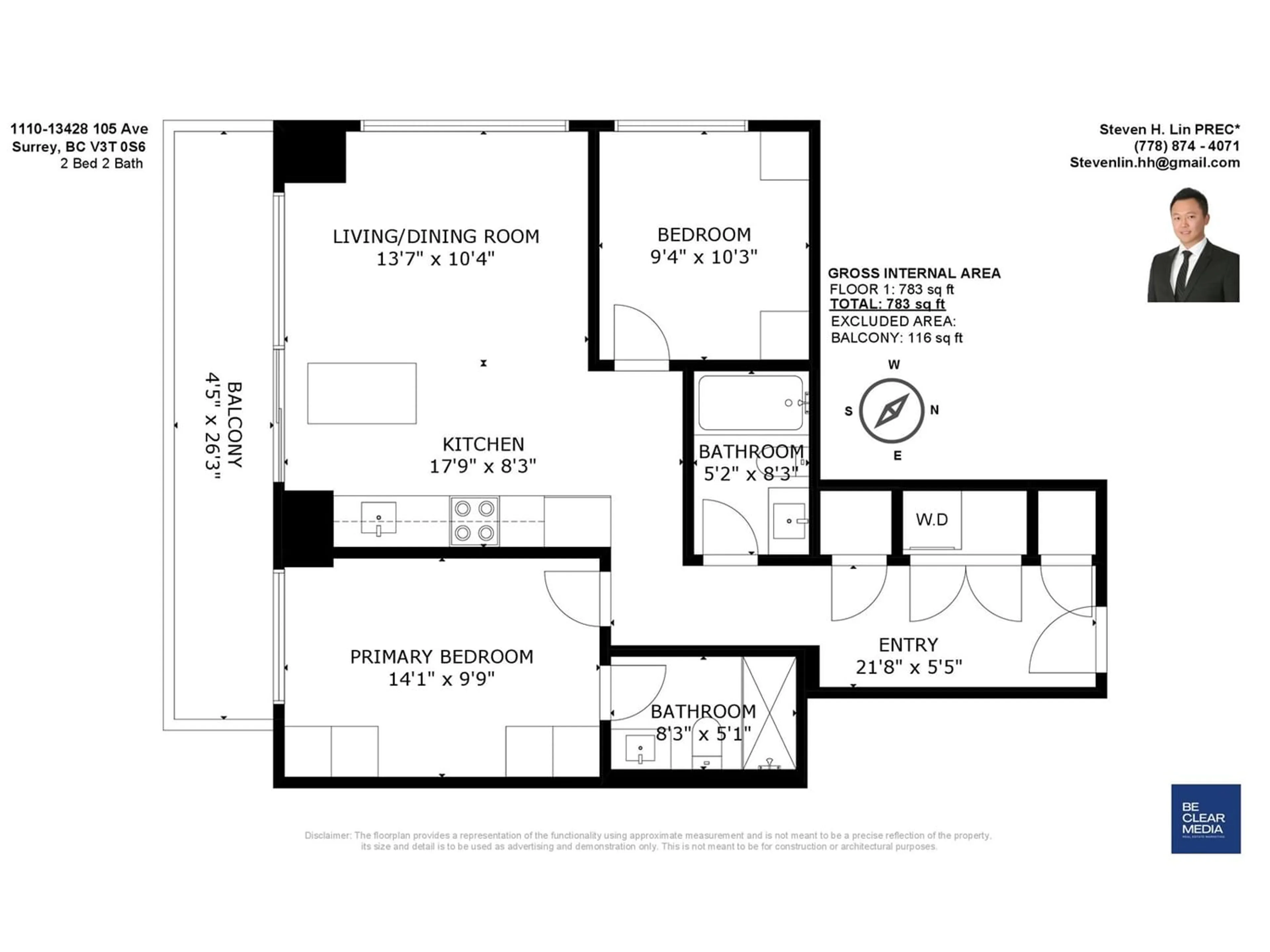 Floor plan for 1110 13428 105 AVENUE, Surrey British Columbia V3T0S6