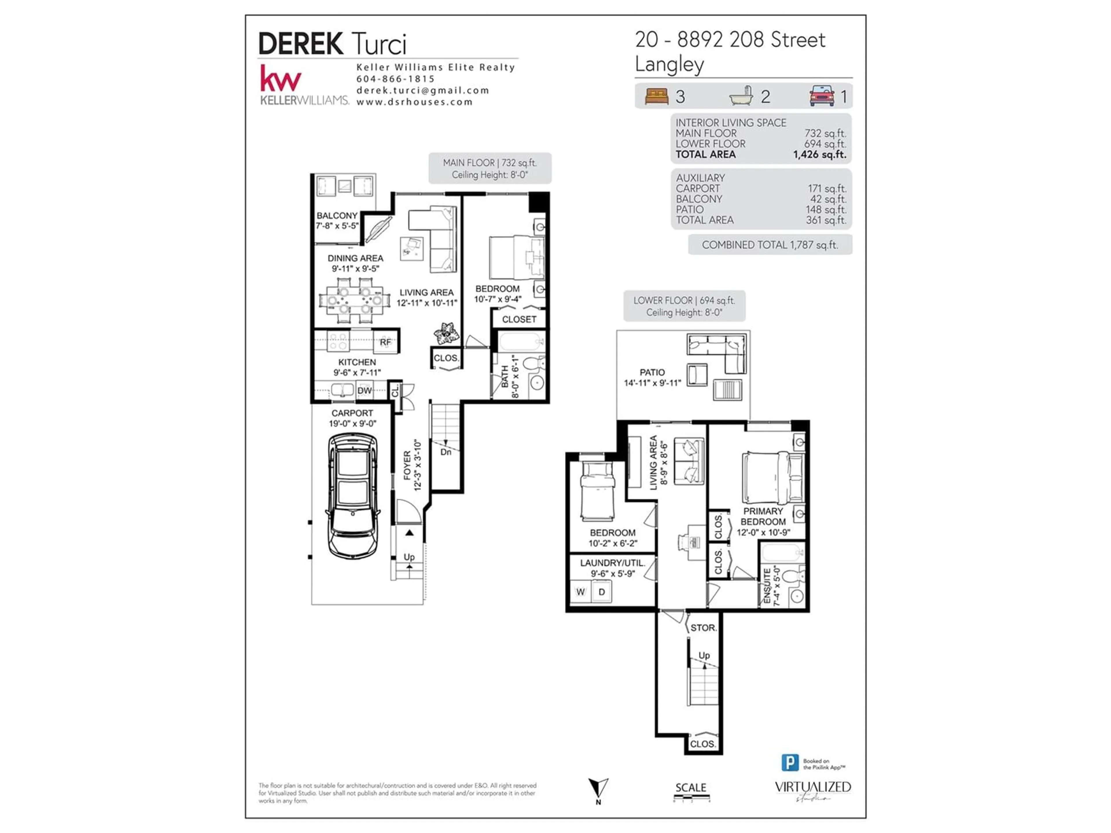 Floor plan for 20 8892 208 STREET, Langley British Columbia V1M2N8