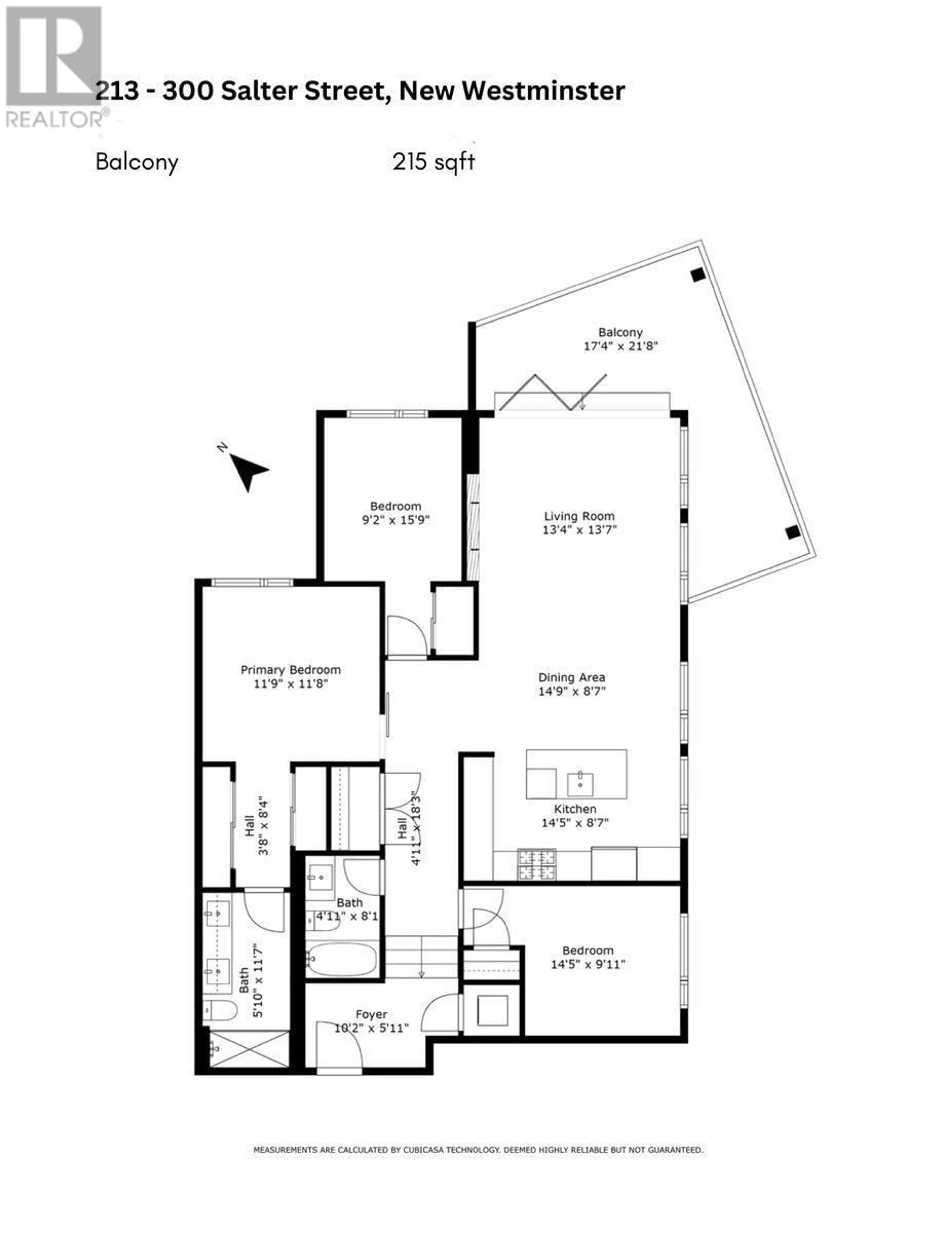 Floor plan for 213 300 SALTER STREET, New Westminster British Columbia V3M0L9