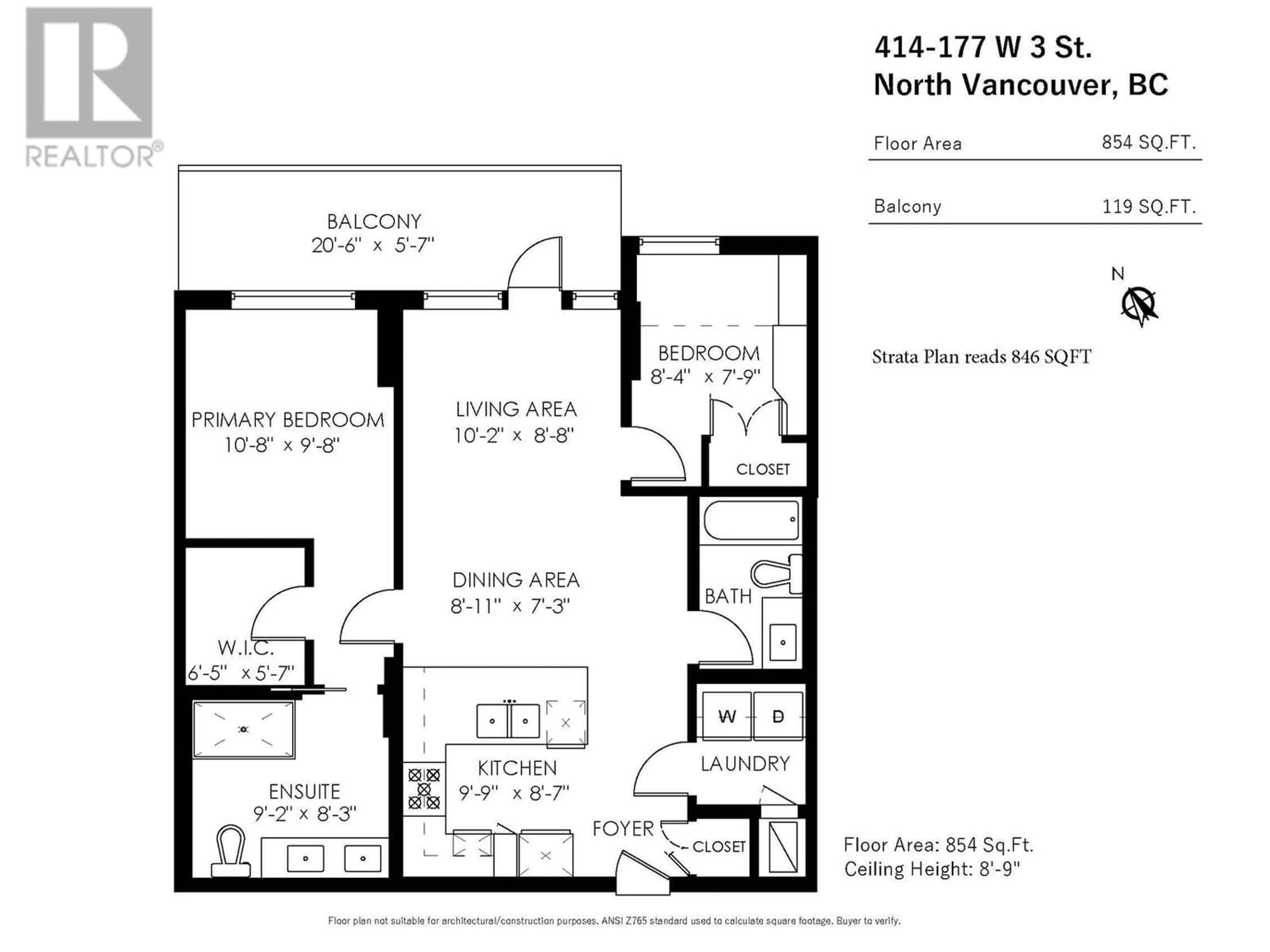 Floor plan for 414 177 W 3RD STREET, North Vancouver British Columbia V7M0G5