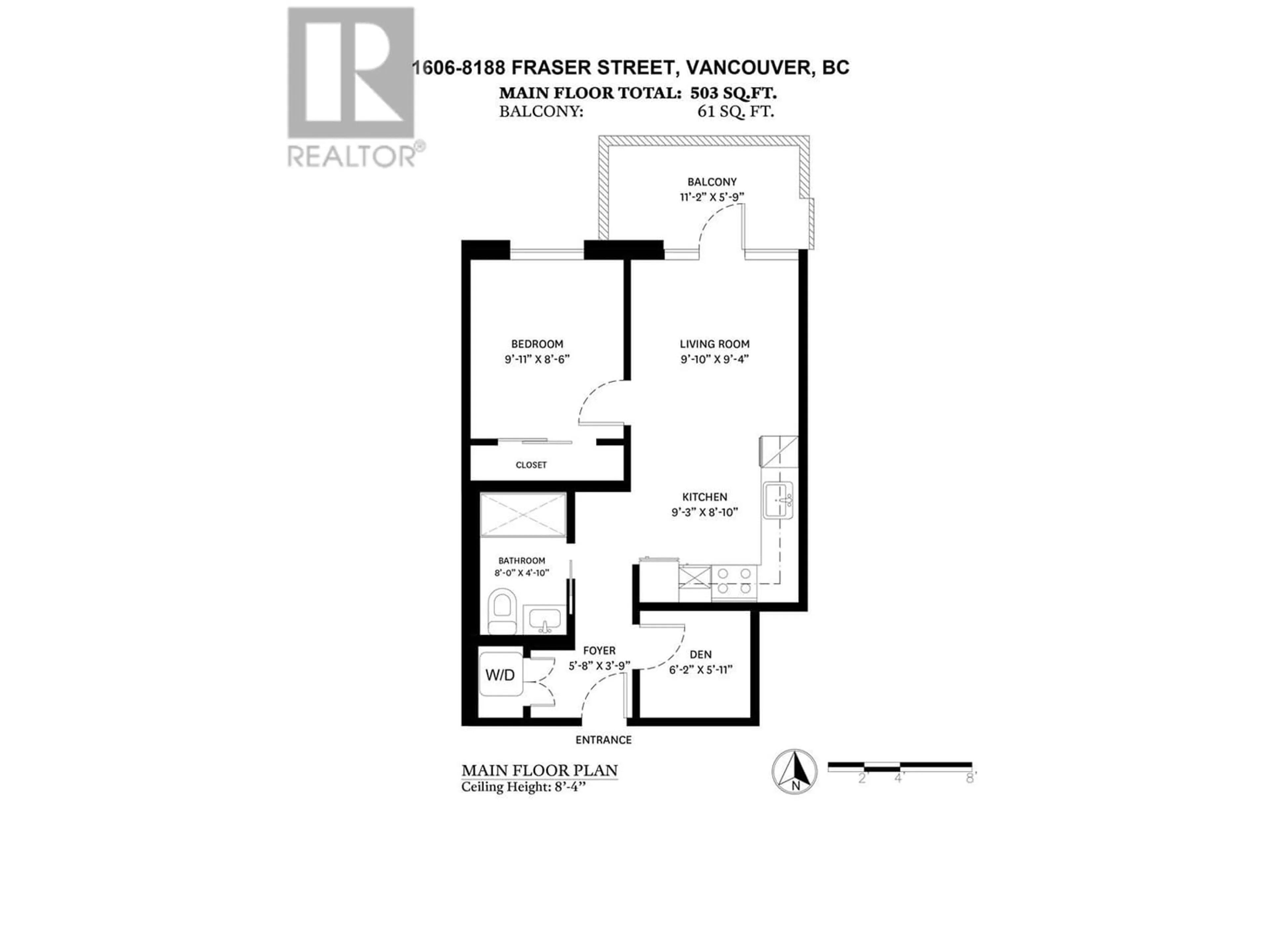 Floor plan for 1606 8188 FRASER STREET, Vancouver British Columbia V5X0J8