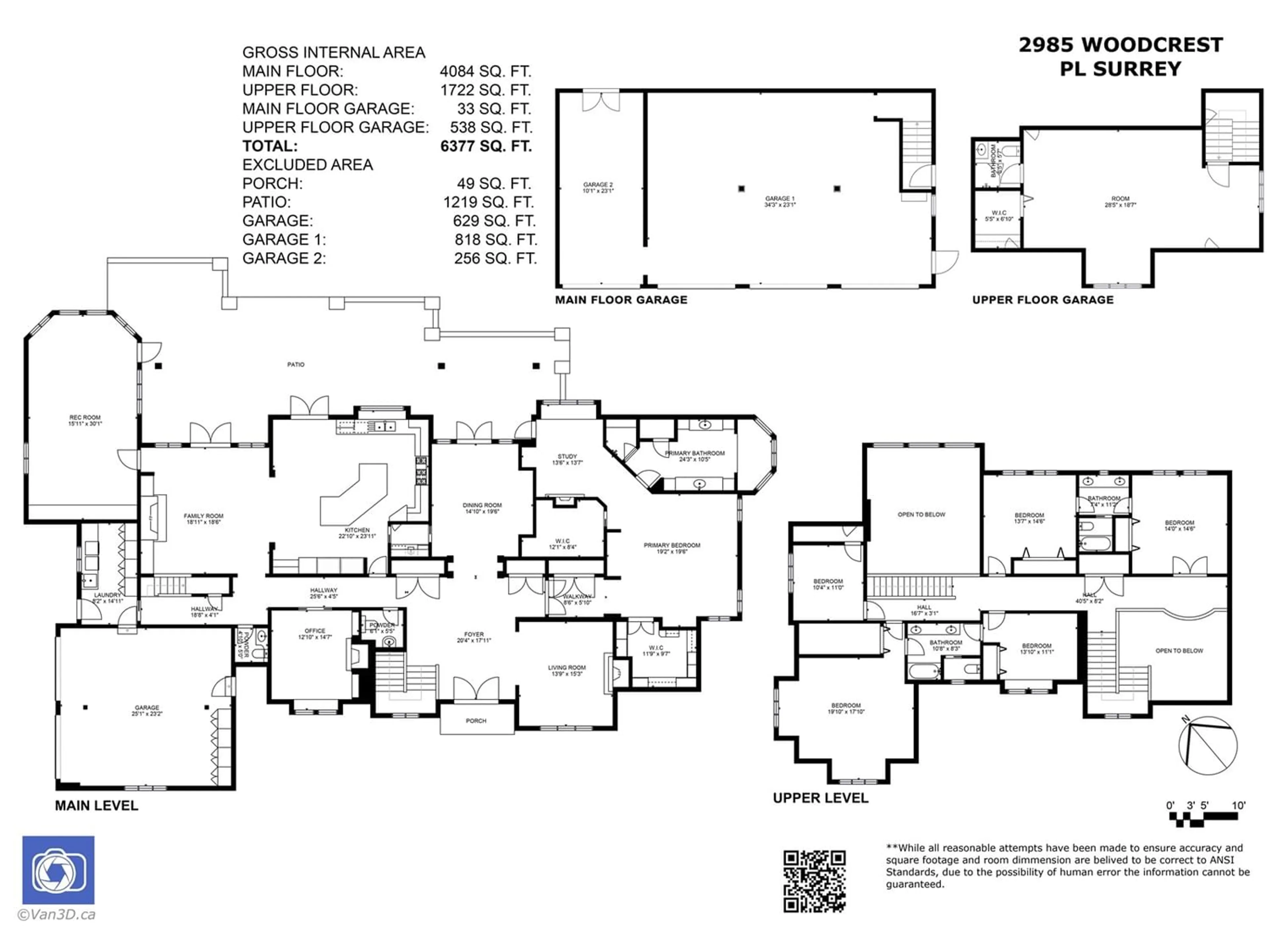 Floor plan for 2985 WOODCREST PLACE, Surrey British Columbia V4P2K8