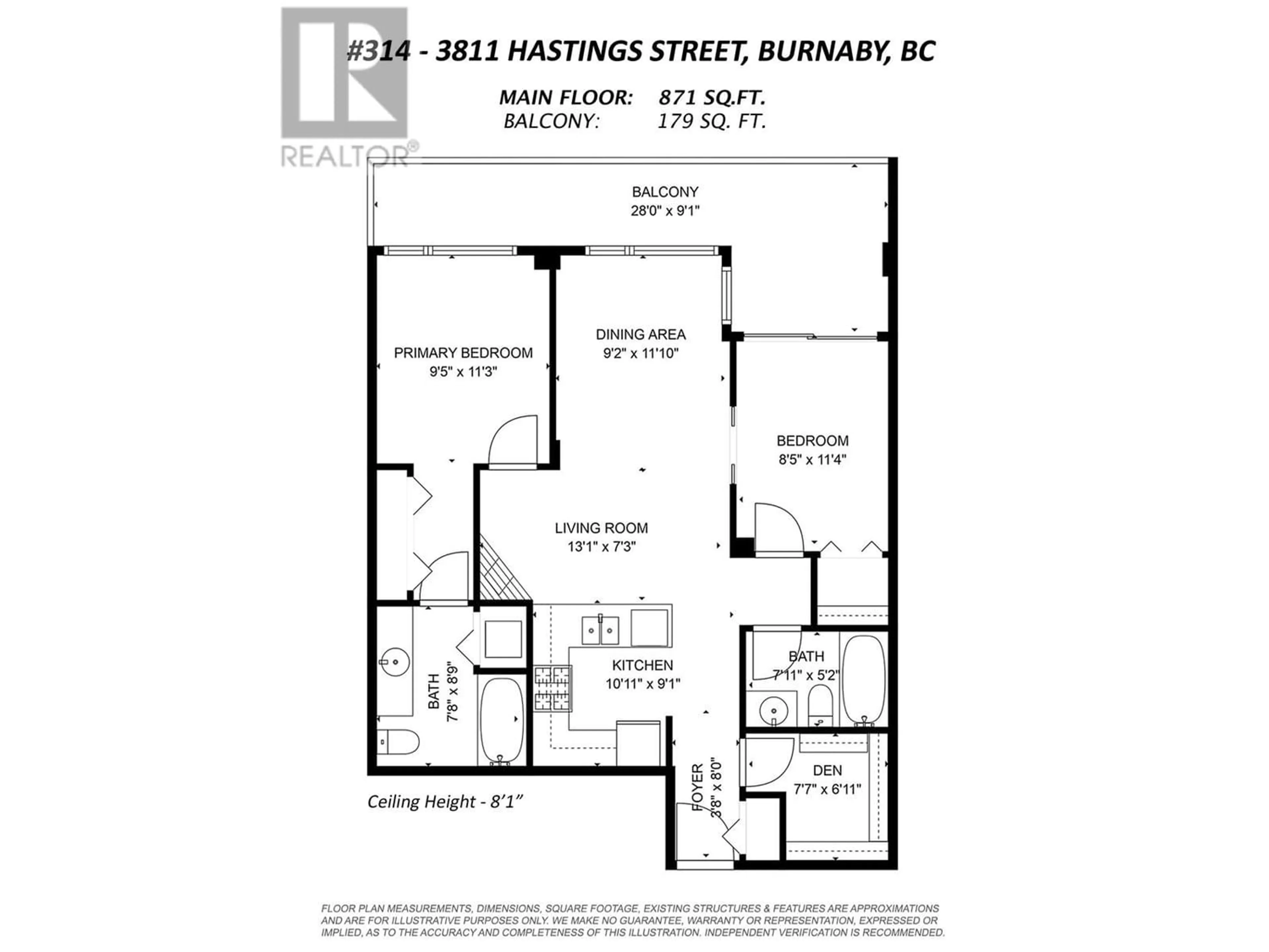 Floor plan for 314 3811 HASTINGS STREET, Burnaby British Columbia V5C6V2