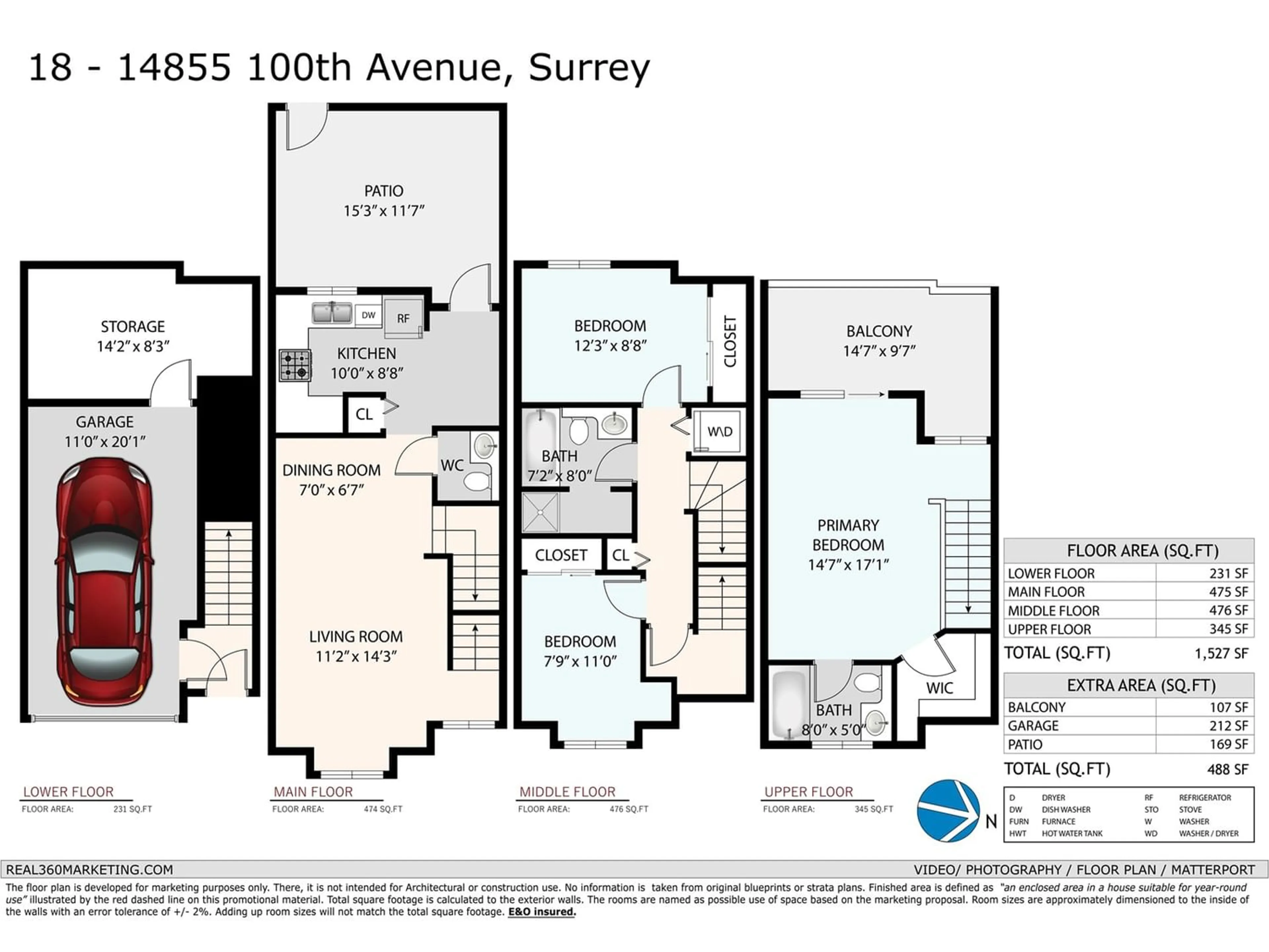 Floor plan for 18 14855 100 AVENUE, Surrey British Columbia V3R2W1