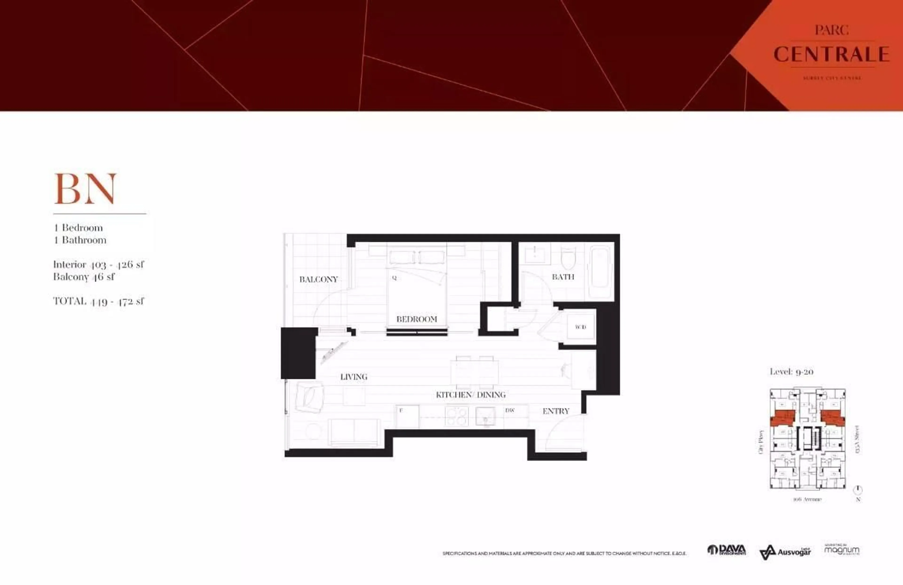 Floor plan for 1813 10626 CITY PARKWAY, Surrey British Columbia V3T4C7