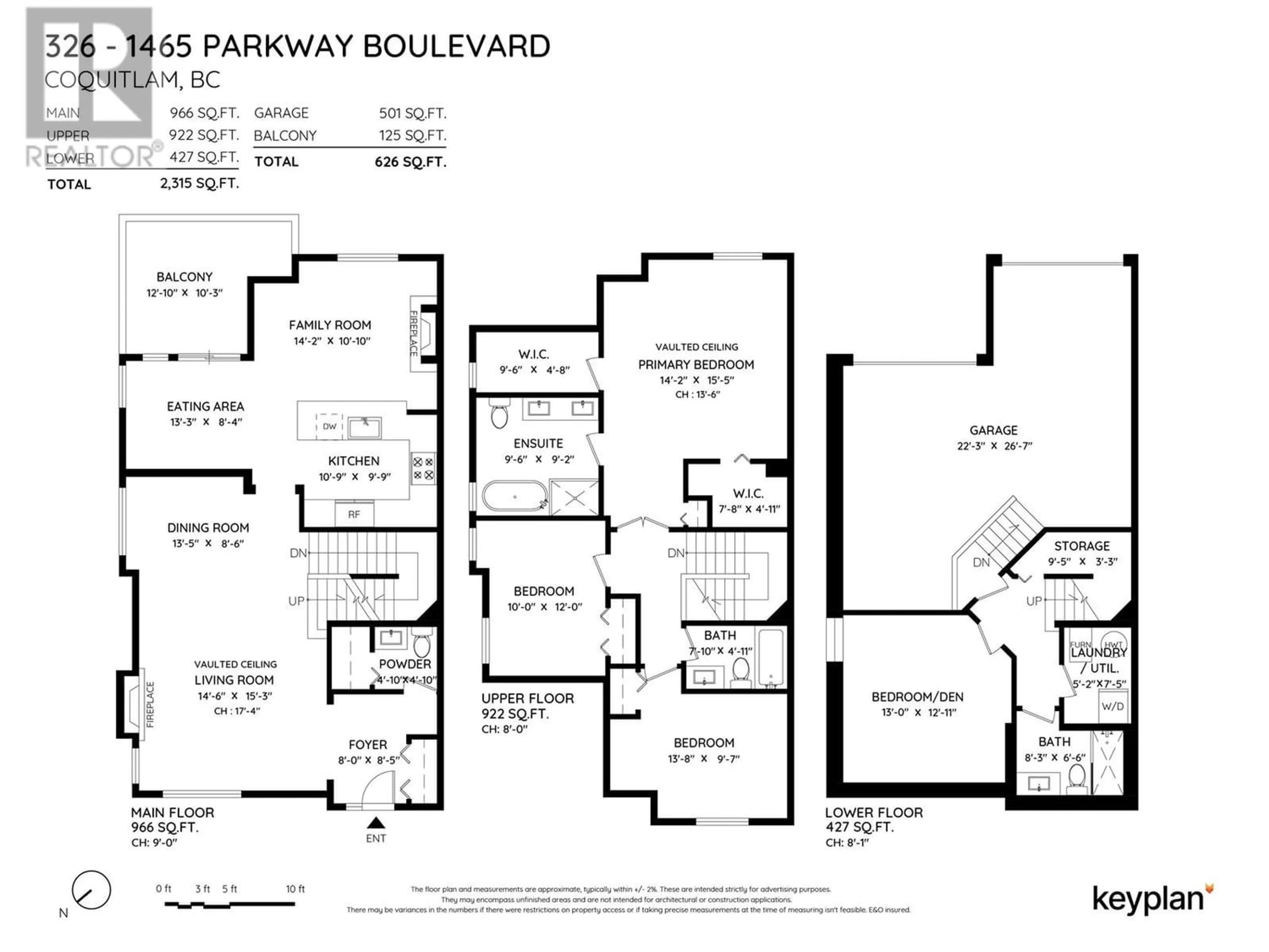 Floor plan for 326 1465 PARKWAY BOULEVARD, Coquitlam British Columbia V3E3E6