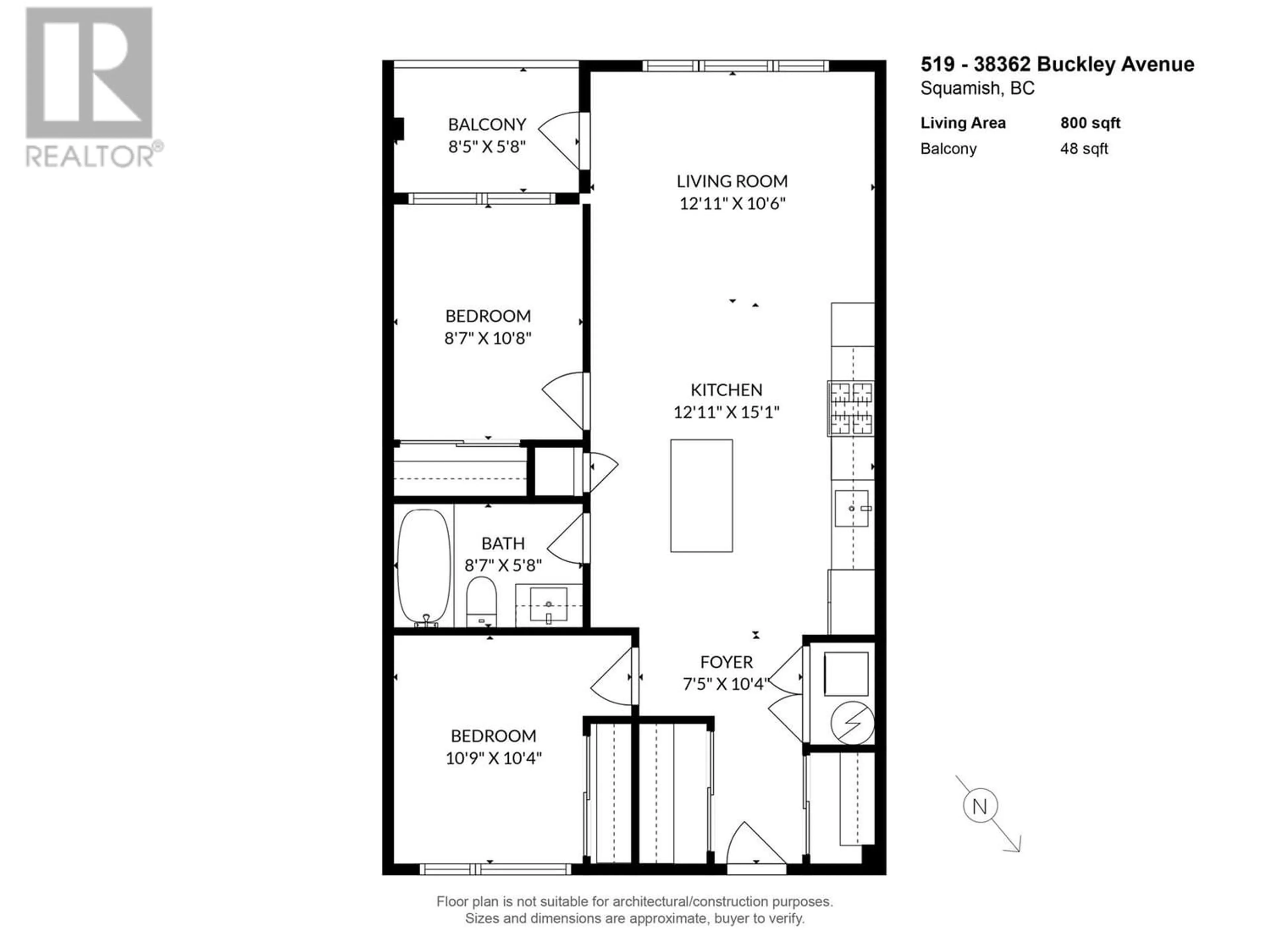 Floor plan for 519 38362 BUCKLEY AVENUE, Squamish British Columbia V8B0J8