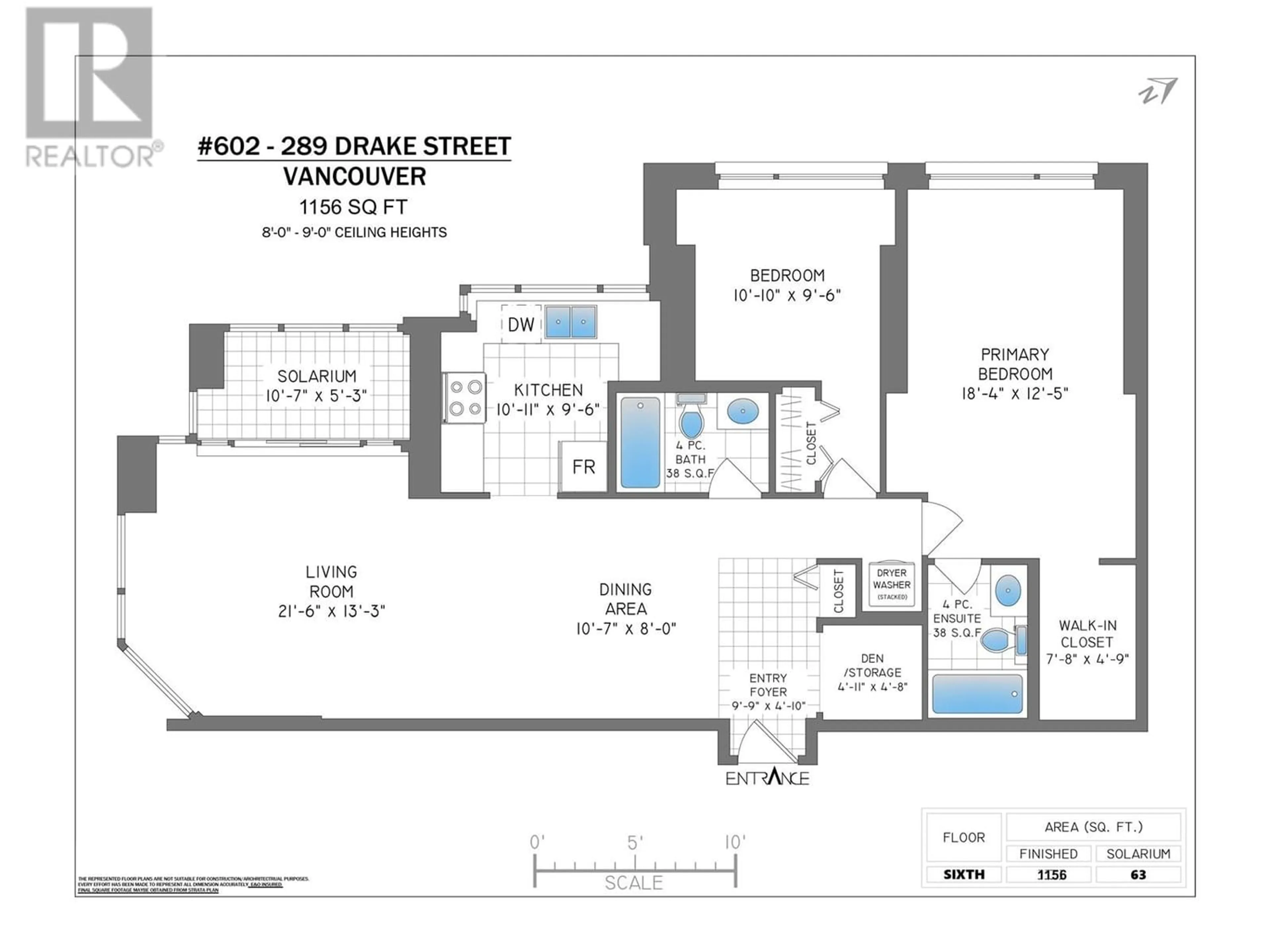 Floor plan for 602 289 DRAKE STREET, Vancouver British Columbia V6B5Z5