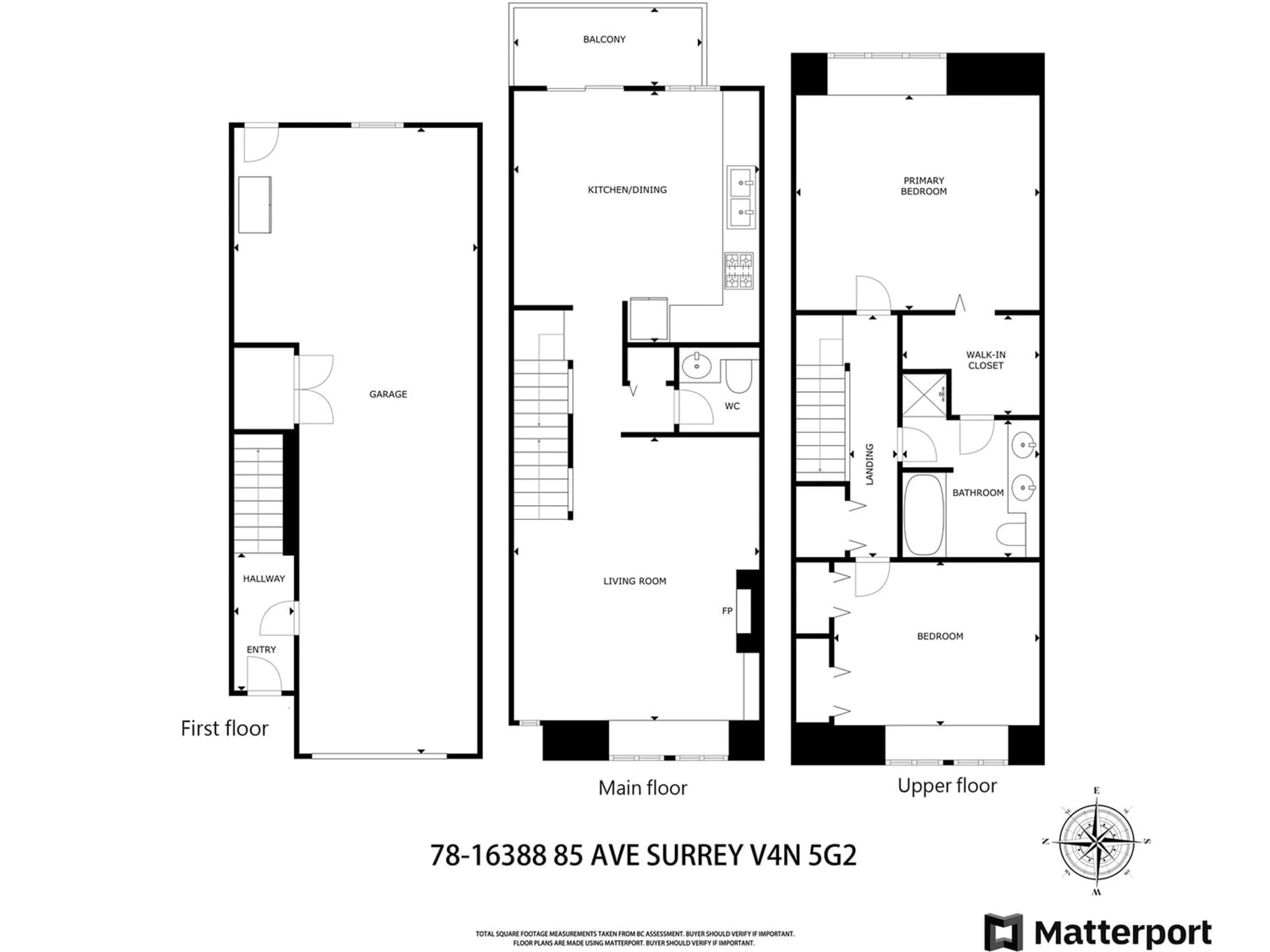 Floor plan for 78 16388 85 AVENUE, Surrey British Columbia V4N5G2