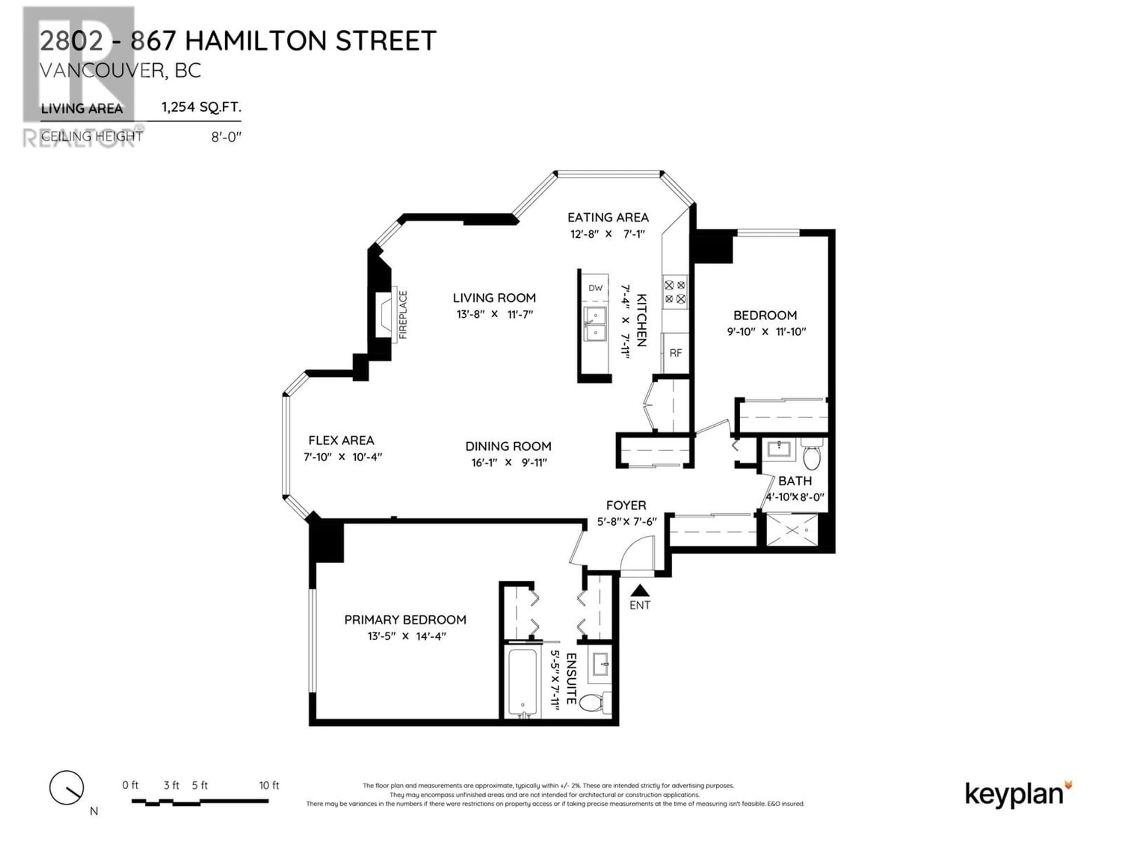 Floor plan for 2802 867 HAMILTON STREET, Vancouver British Columbia V6B6B7