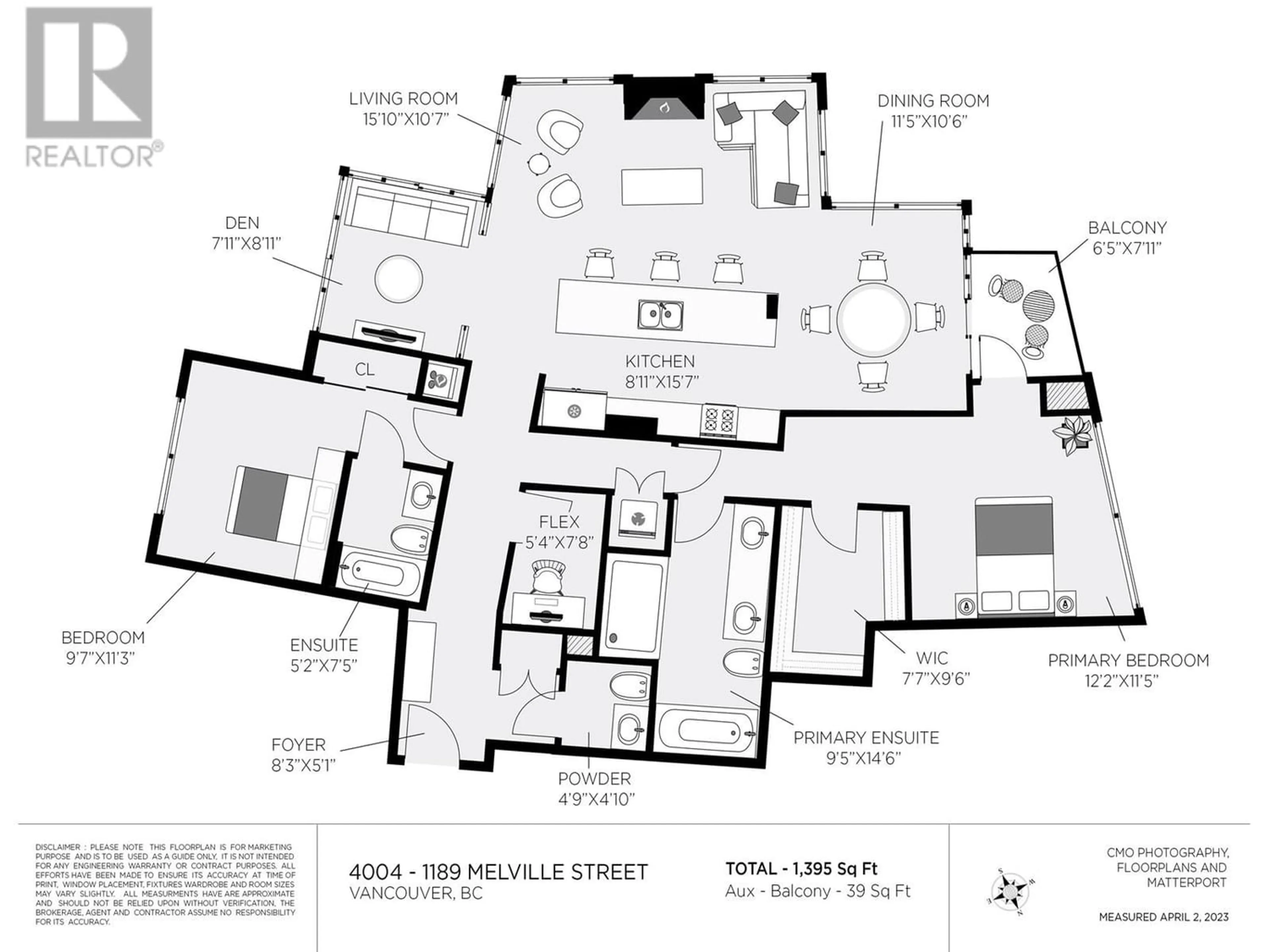 Floor plan for 4004 1189 MELVILLE STREET, Vancouver British Columbia V6E4T8