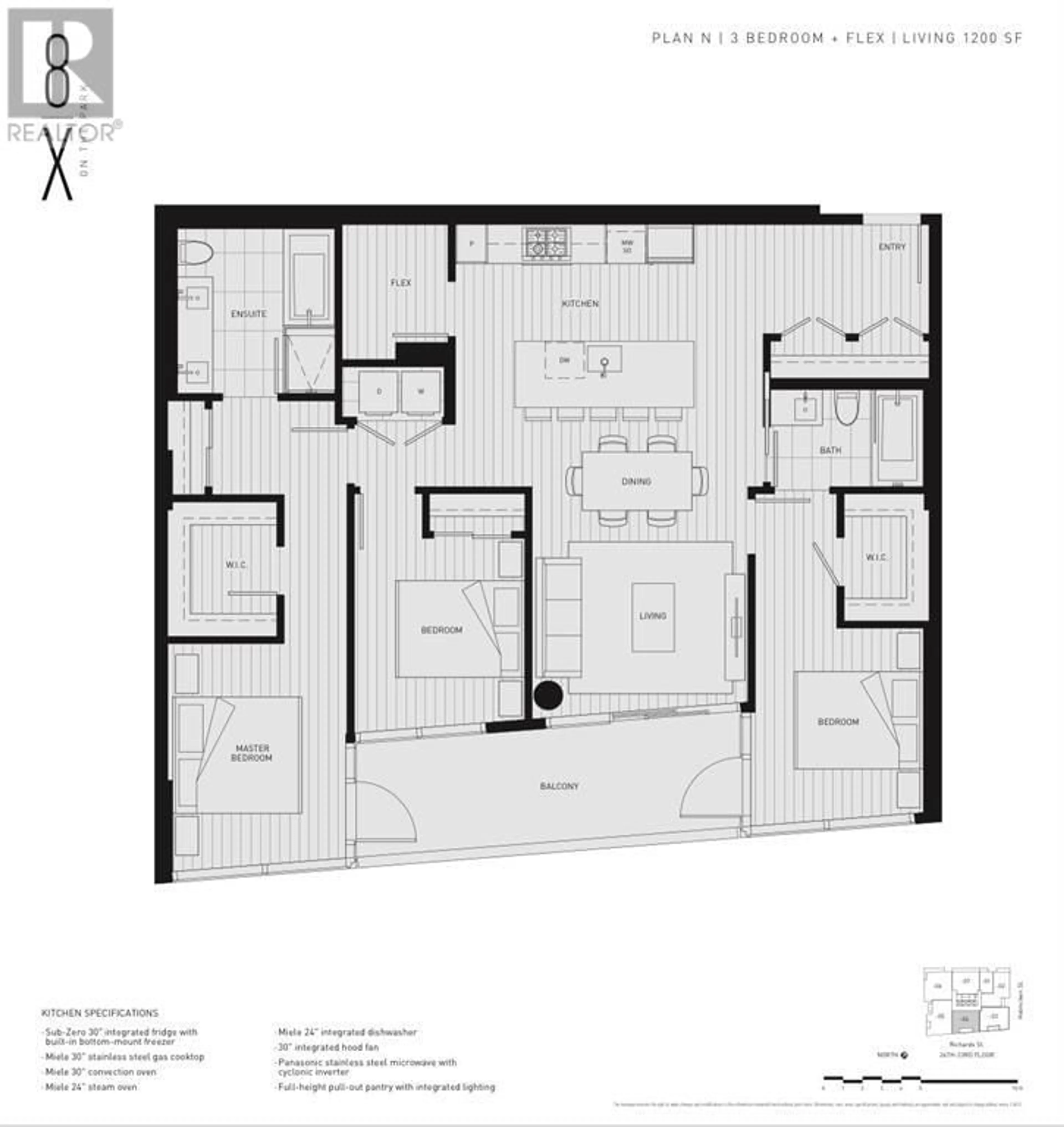 Floor plan for 2604 1111 RICHARDS STREET, Vancouver British Columbia V6B3E1