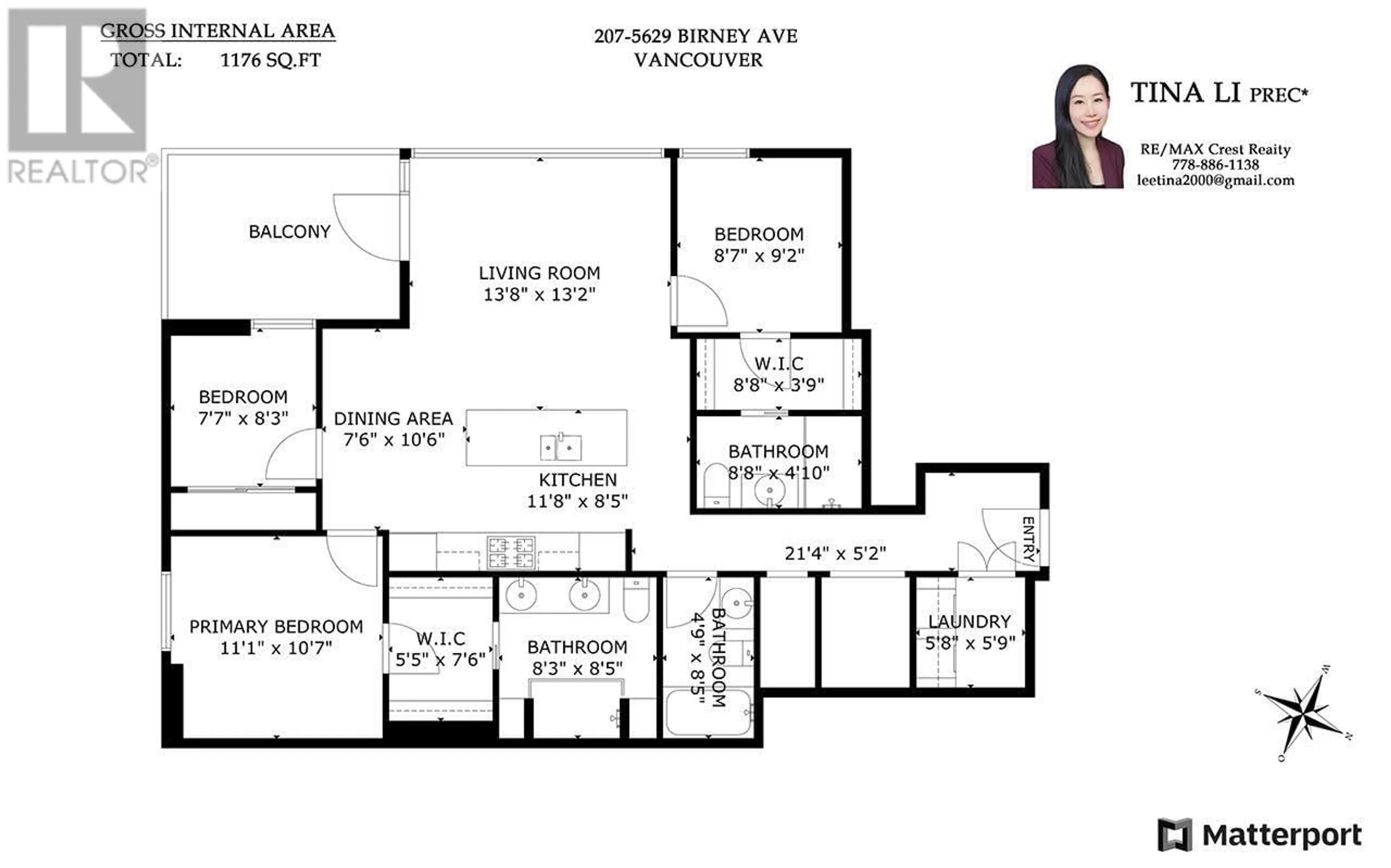Floor plan for 207 5629 BIRNEY AVENUE, Vancouver British Columbia V6S0L5