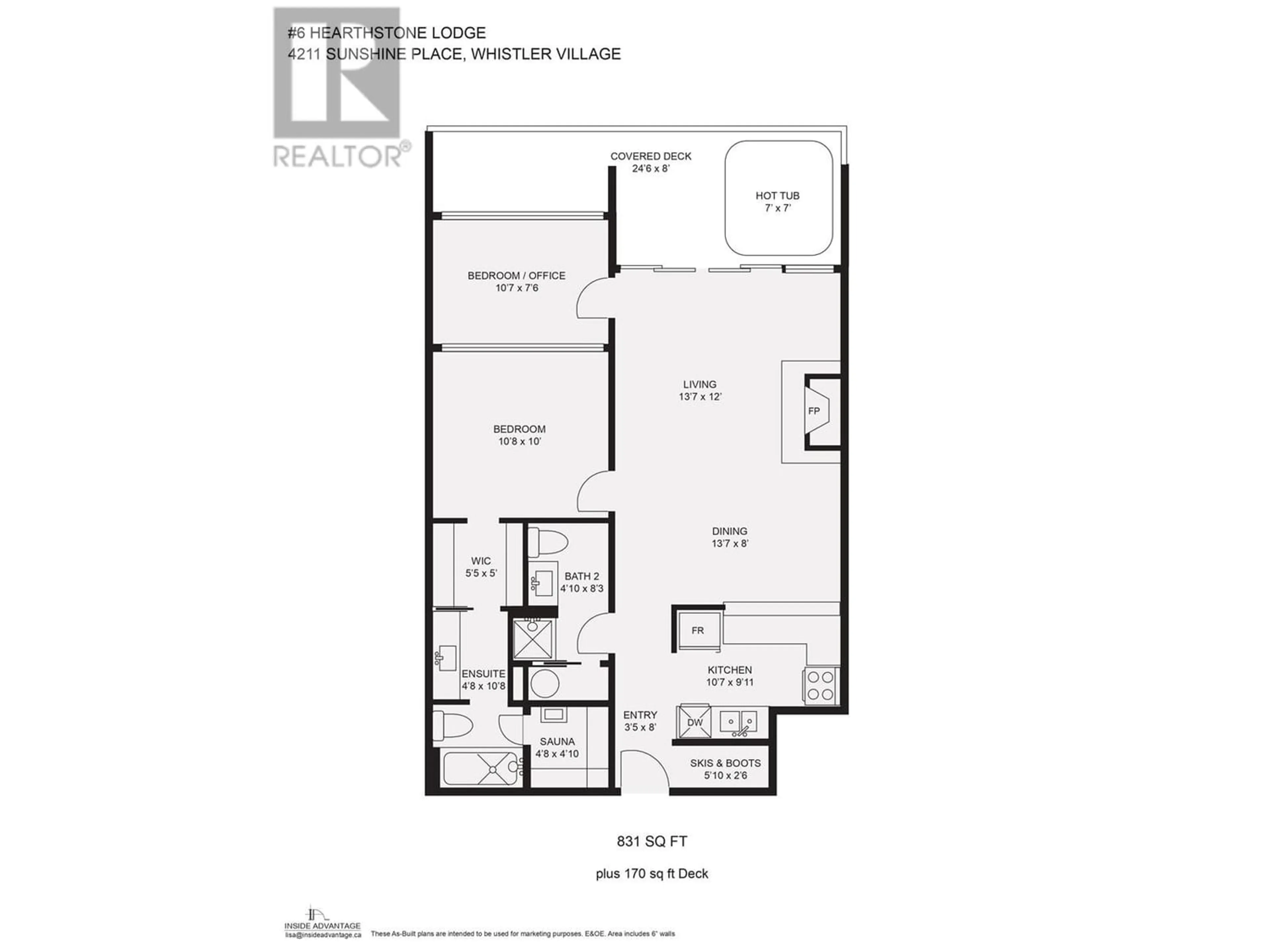 Floor plan for 6 4211 SUNSHINE PLACE, Whistler British Columbia V0N1B4