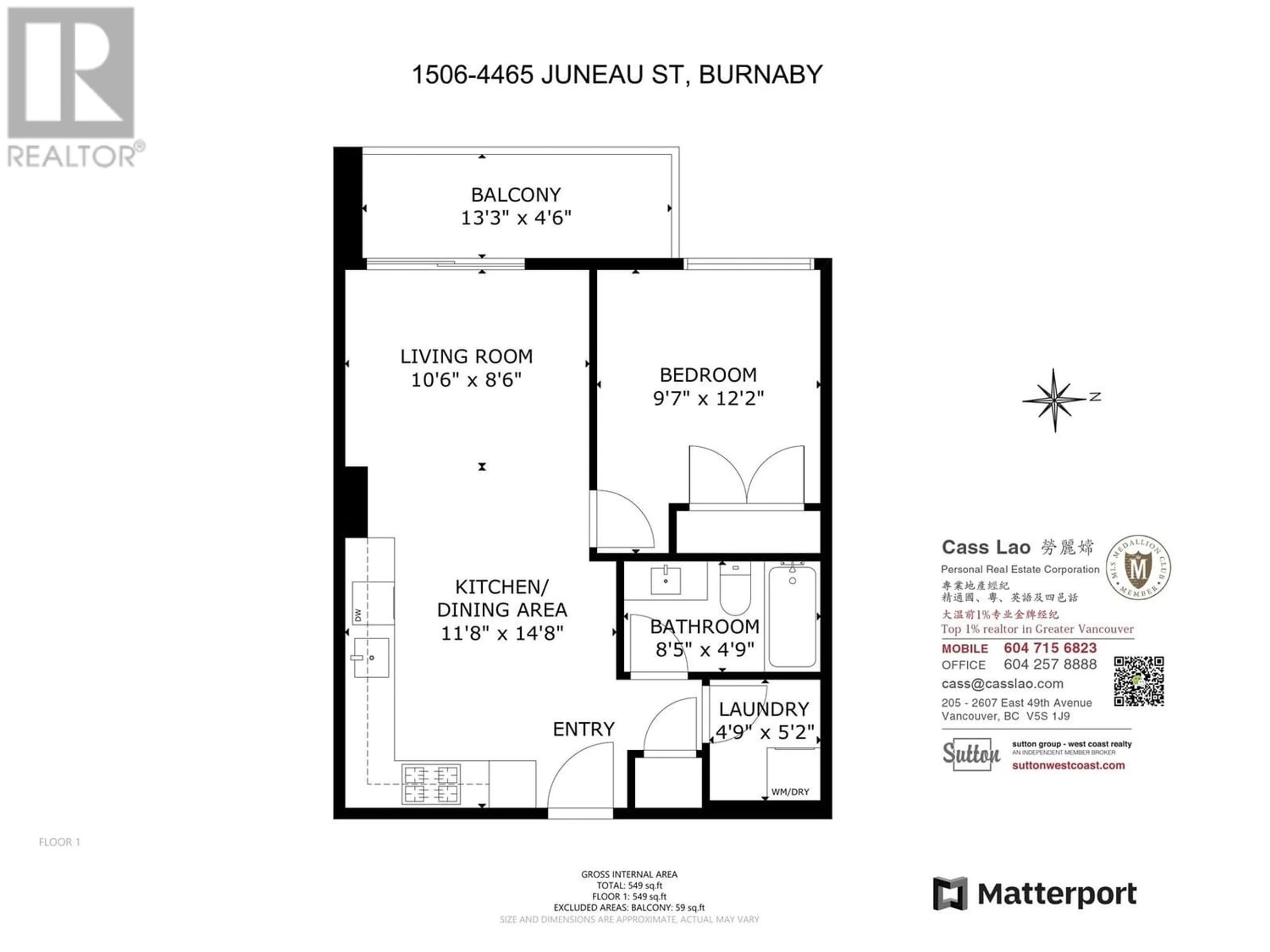 Floor plan for 1506 4465 JUNEAU STREET, Burnaby British Columbia V5C0L8