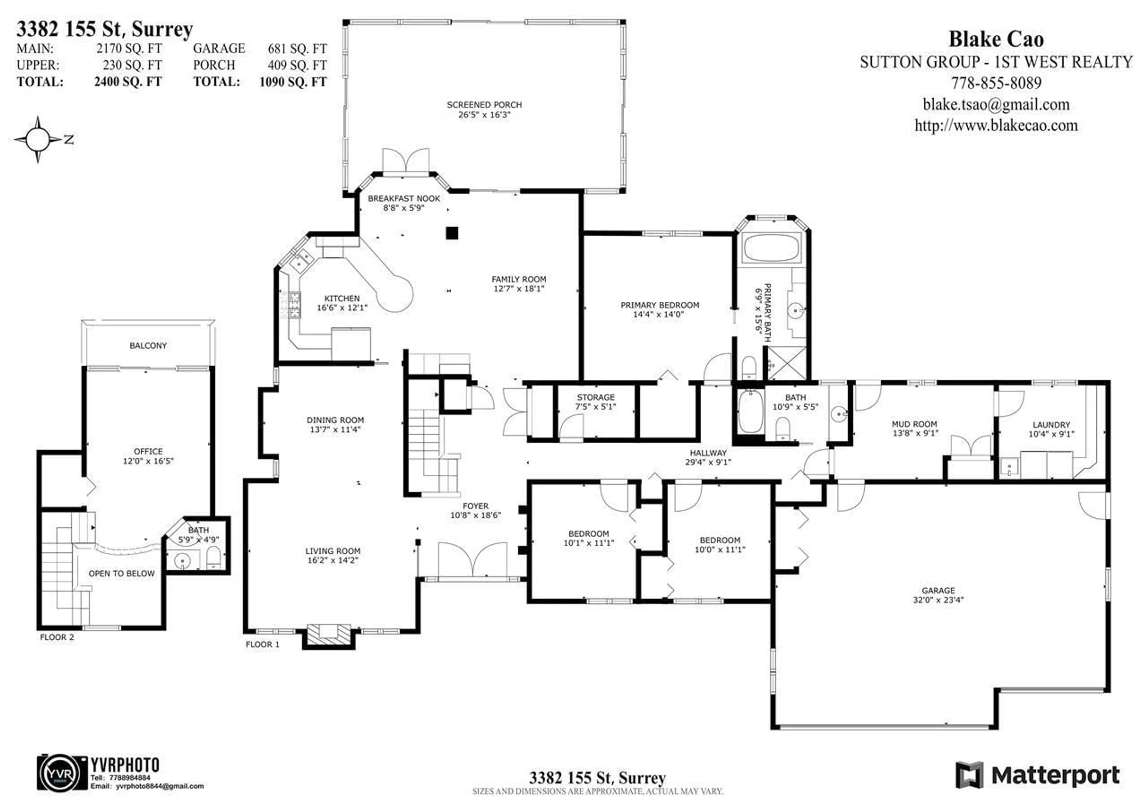 Floor plan for 3382 155 STREET, Surrey British Columbia V3Z0G4