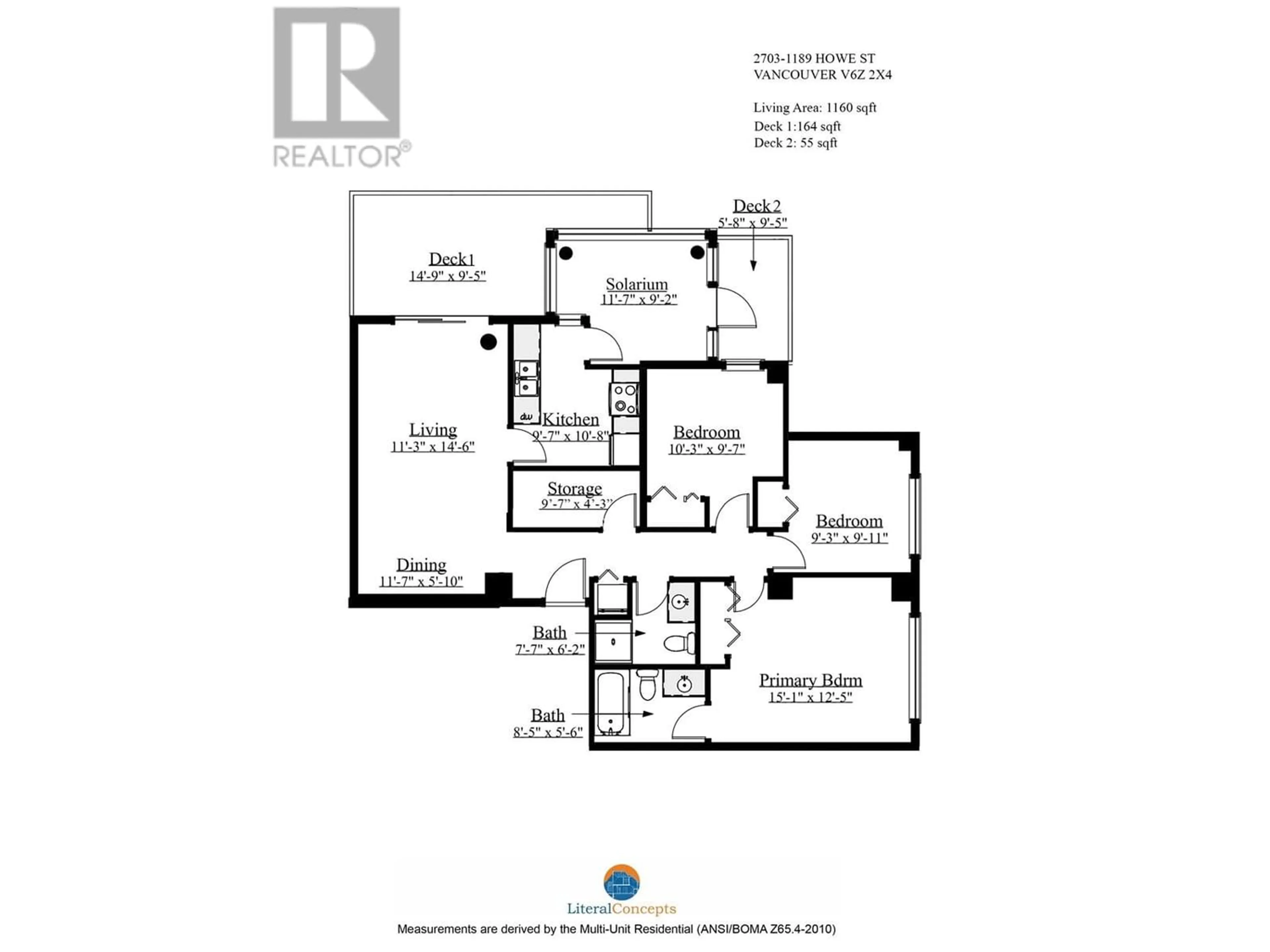 Floor plan for 2703 1189 HOWE STREET, Vancouver British Columbia V6Z2X4