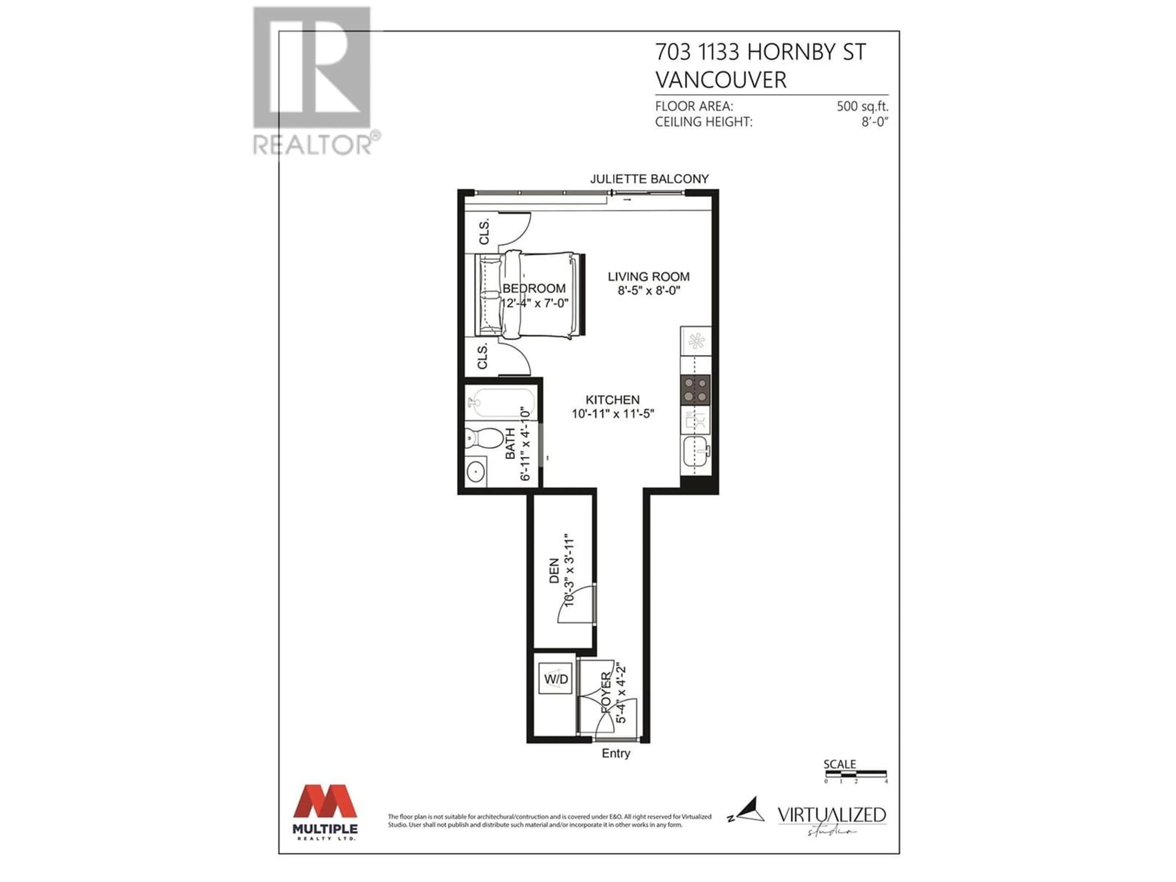 Floor plan for 703 1133 HORNBY STREET, Vancouver British Columbia V6Z1W1