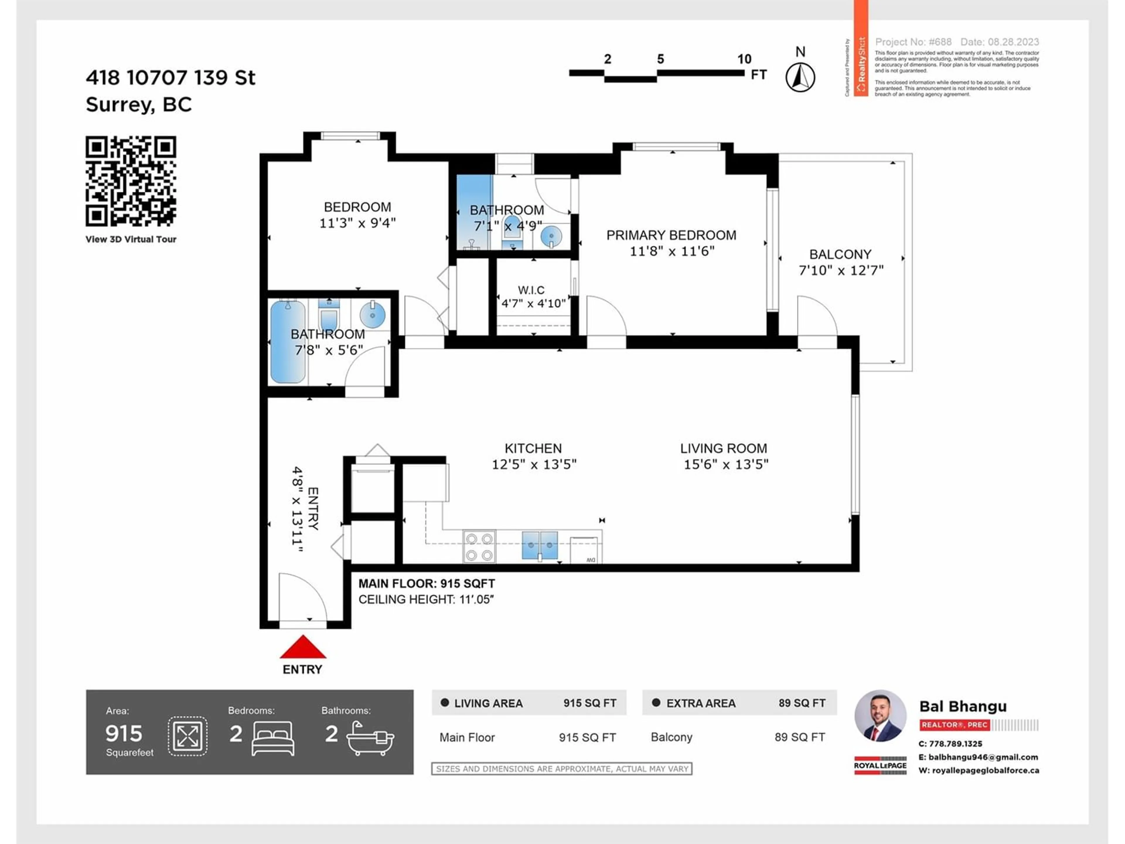 Floor plan for 418 10707 139 STREET, Surrey British Columbia V3T0B2