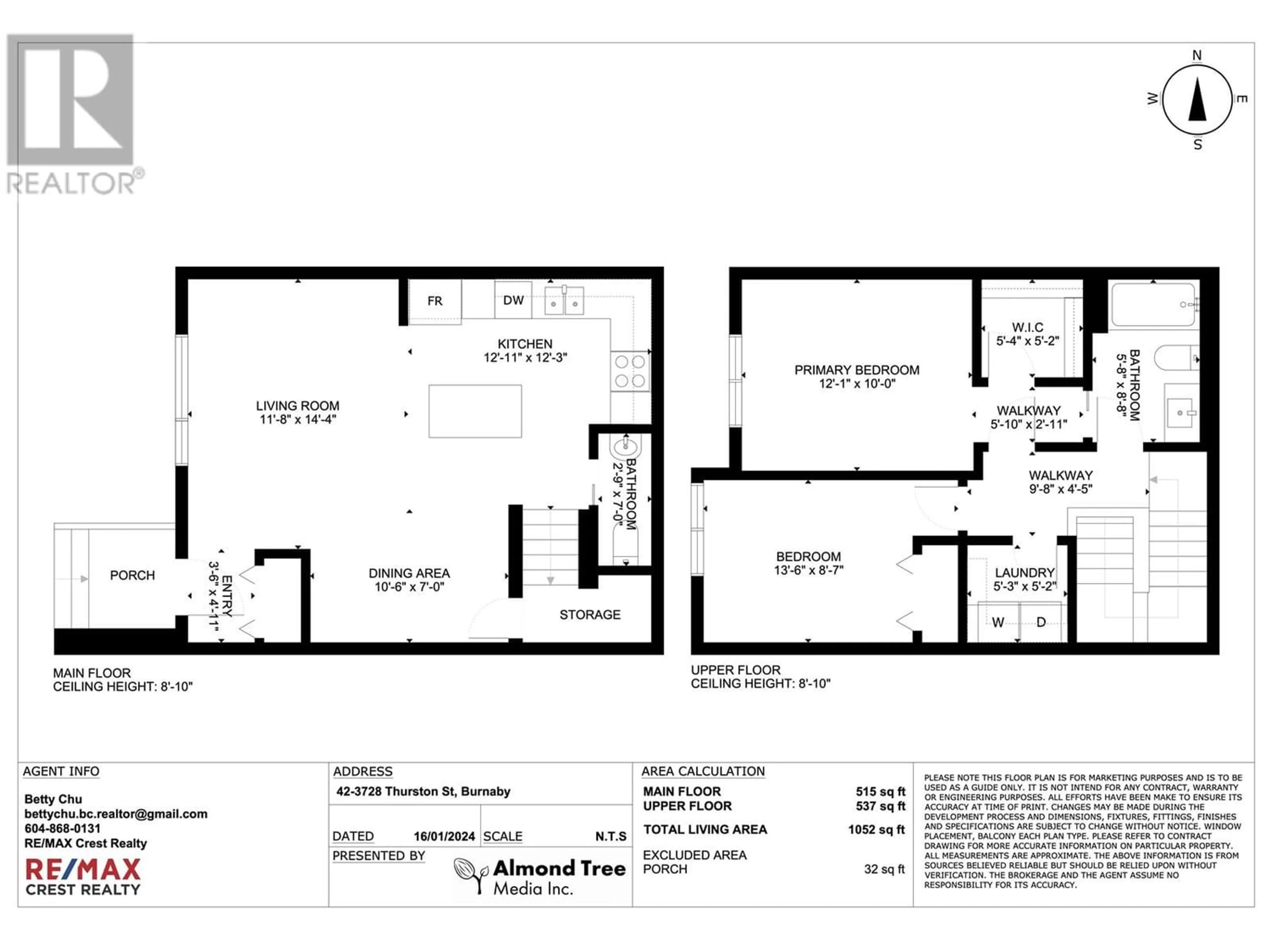 Floor plan for 42 3728 THURSTON STREET, Burnaby British Columbia V5H0E6