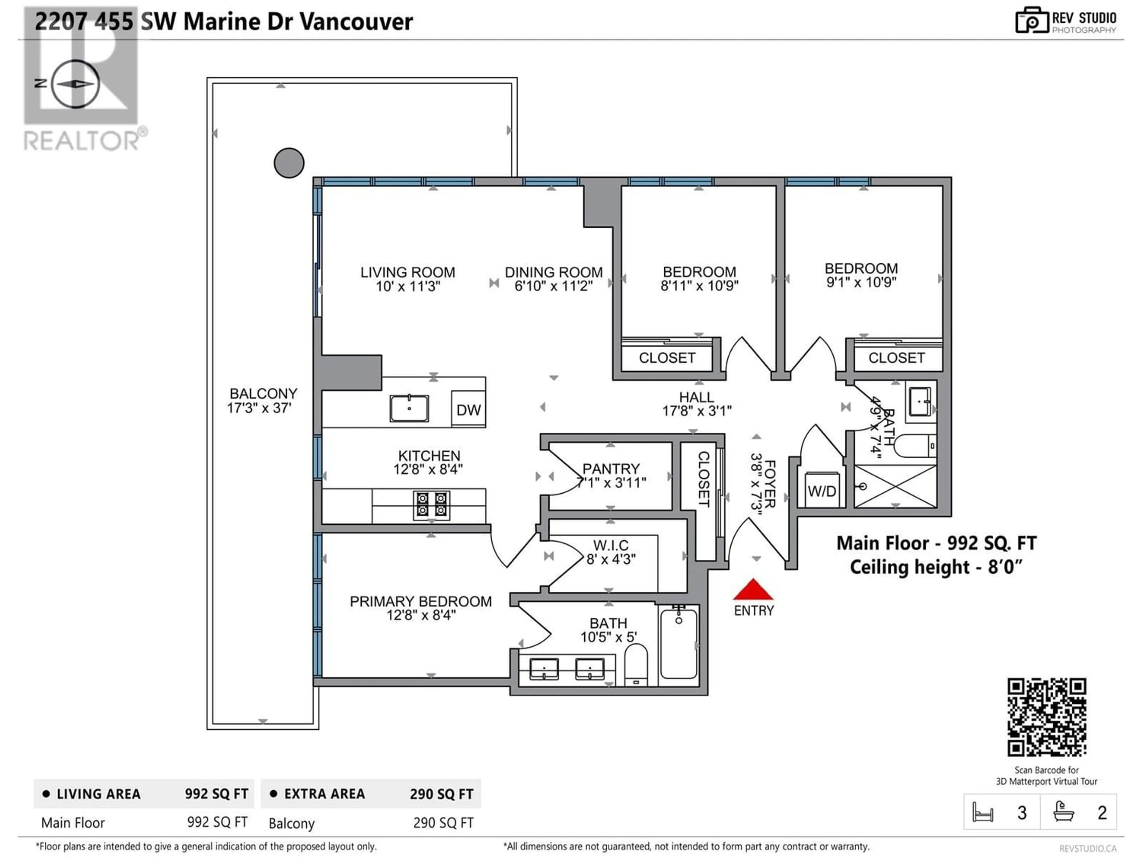 Floor plan for 2207 455 SW MARINE DRIVE, Vancouver British Columbia V5X0H3