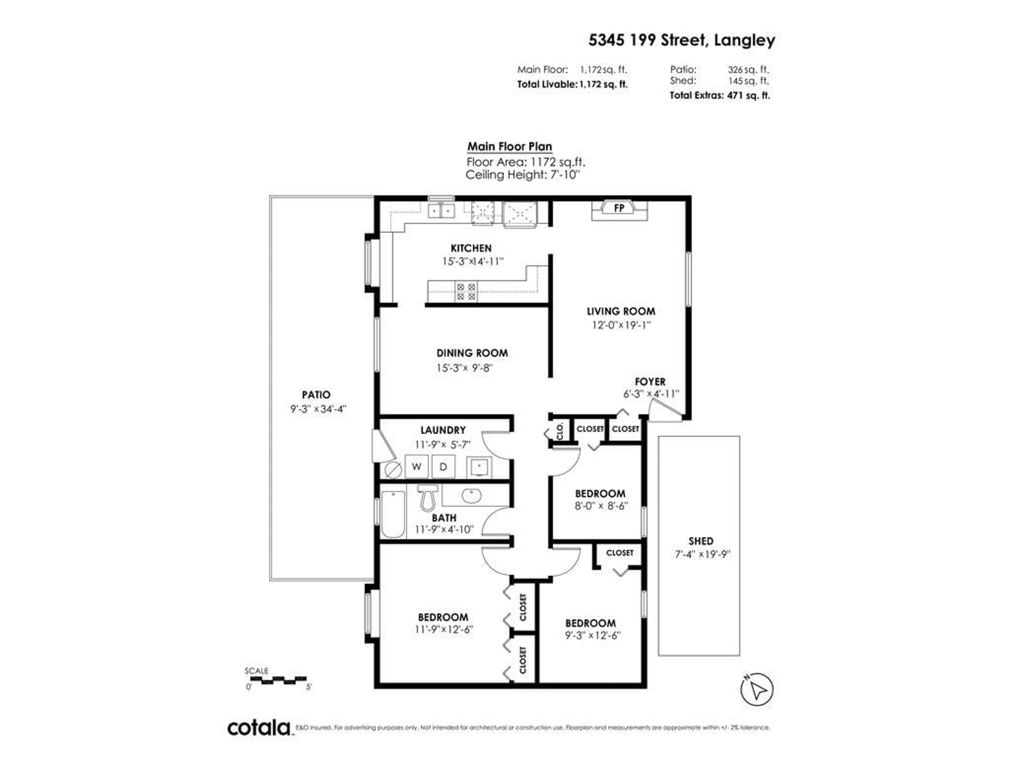 Floor plan for 5345 199 STREET, Langley British Columbia V3A6T8