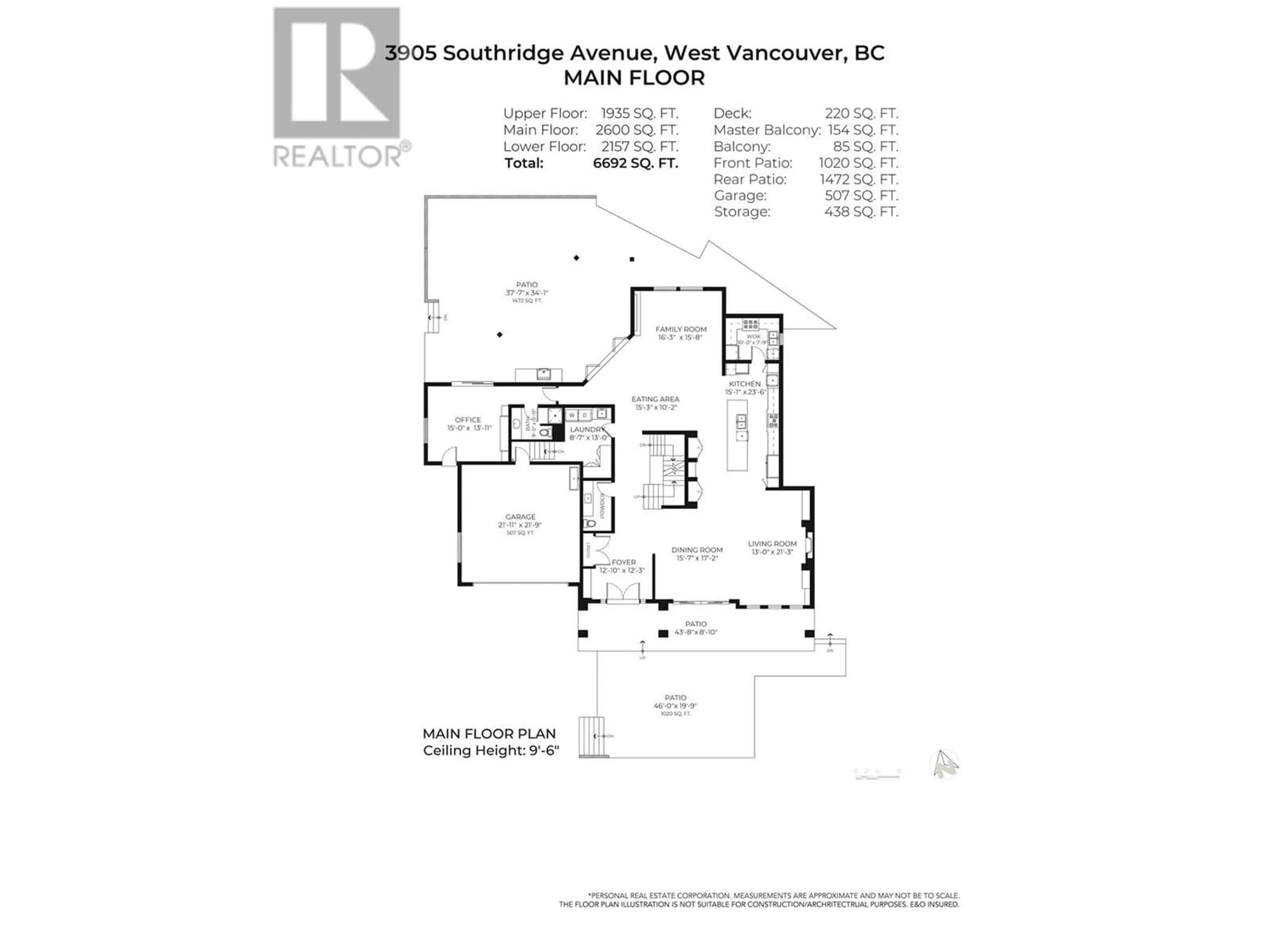 Floor plan for 3905 SOUTHRIDGE AVENUE, West Vancouver British Columbia V7V3H9