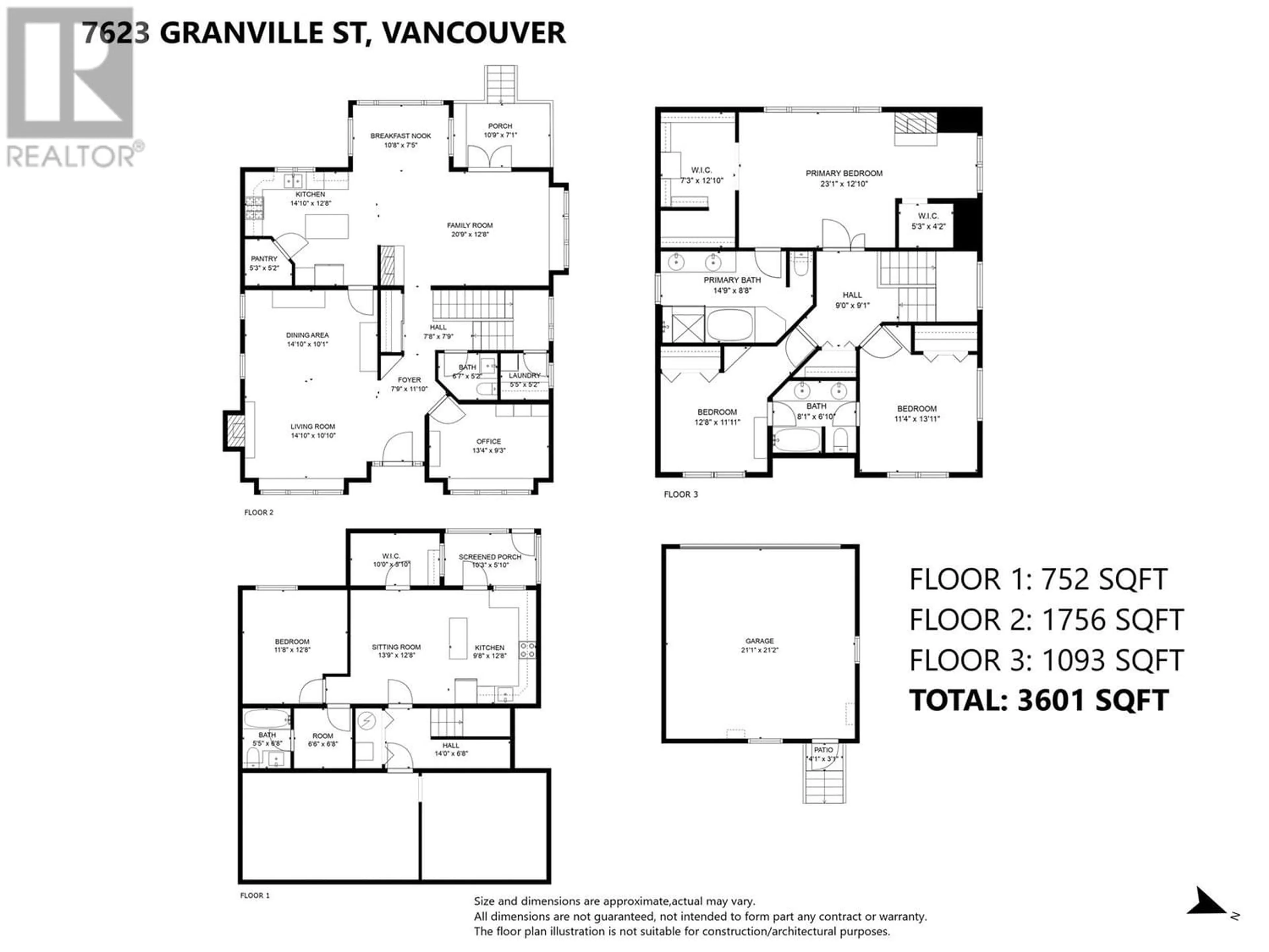 Floor plan for 7623 GRANVILLE STREET, Vancouver British Columbia V6P4Y8