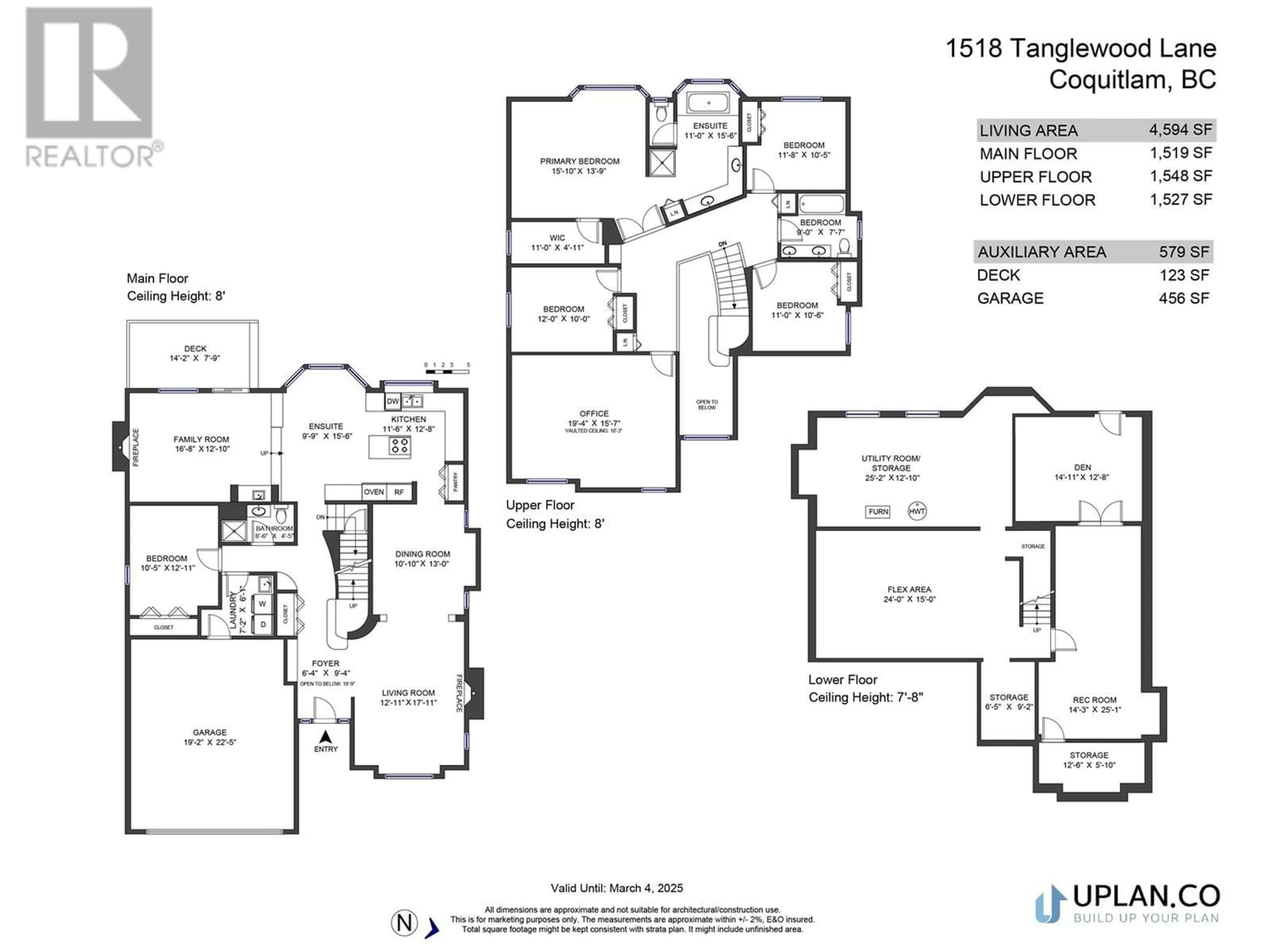 Floor plan for 1518 TANGLEWOOD LANE, Coquitlam British Columbia V3E2V2