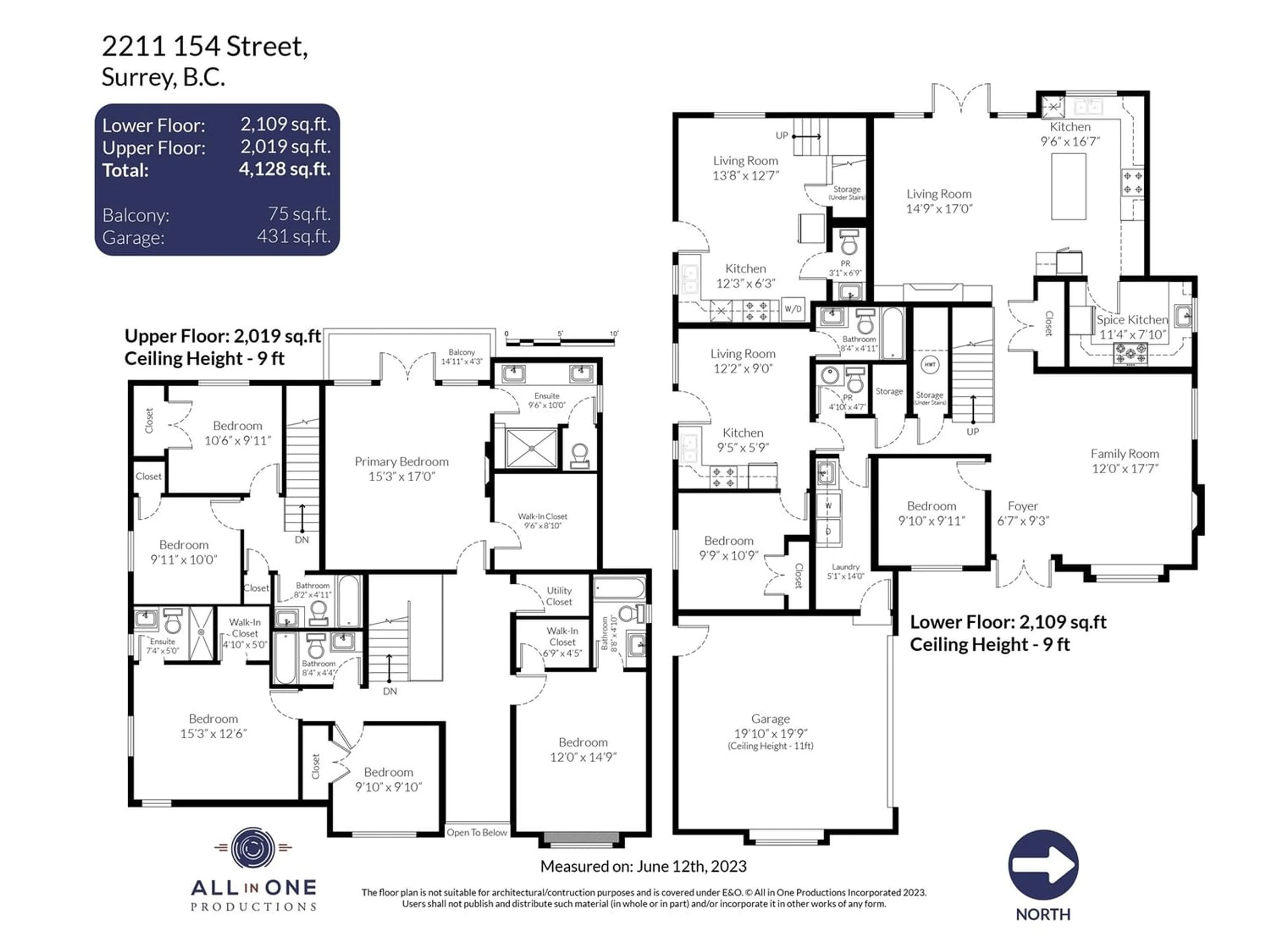 Floor plan for 2211 154 STREET, Surrey British Columbia V4A4S6