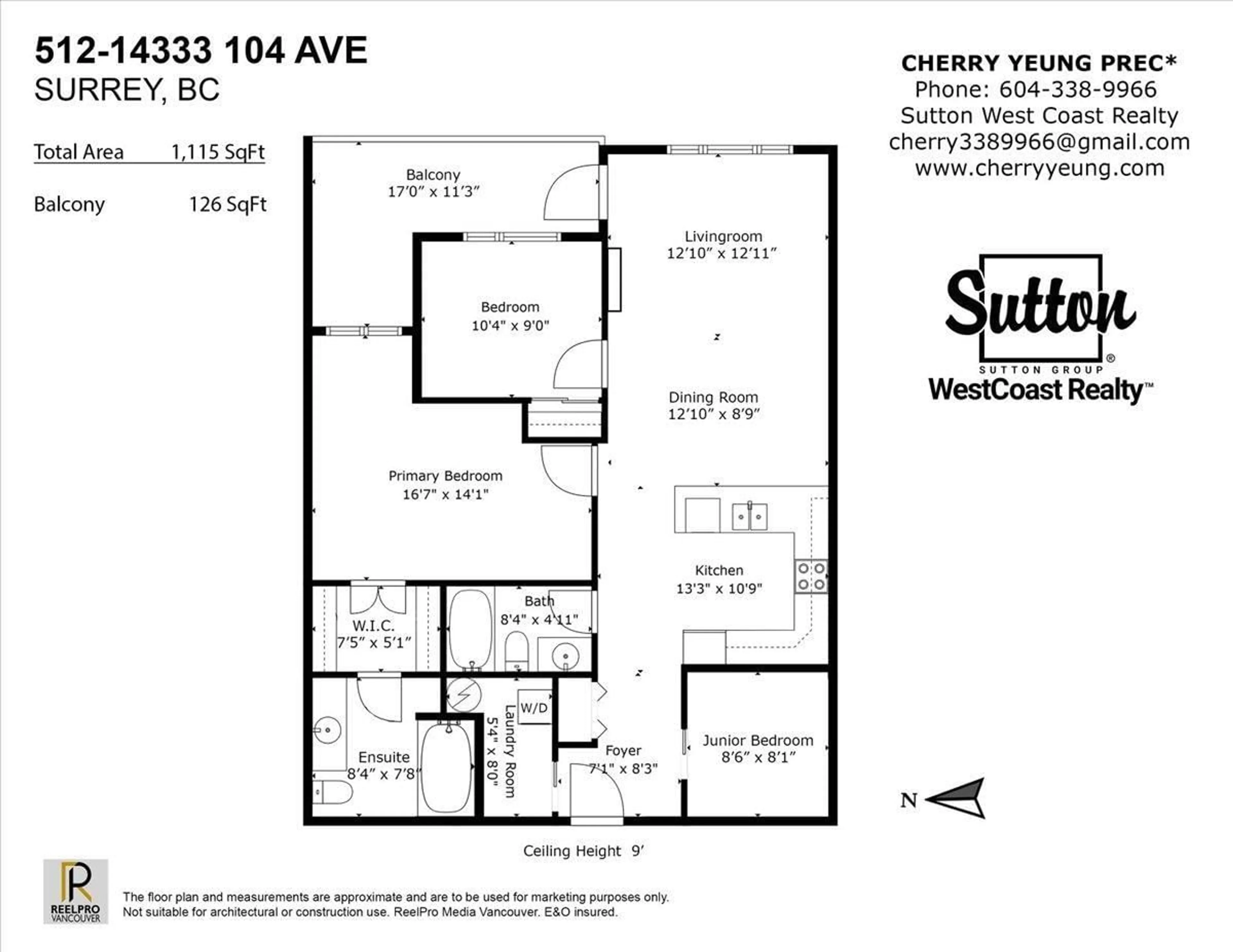 Floor plan for 512 14333 104 AVENUE, Surrey British Columbia V3T0E1