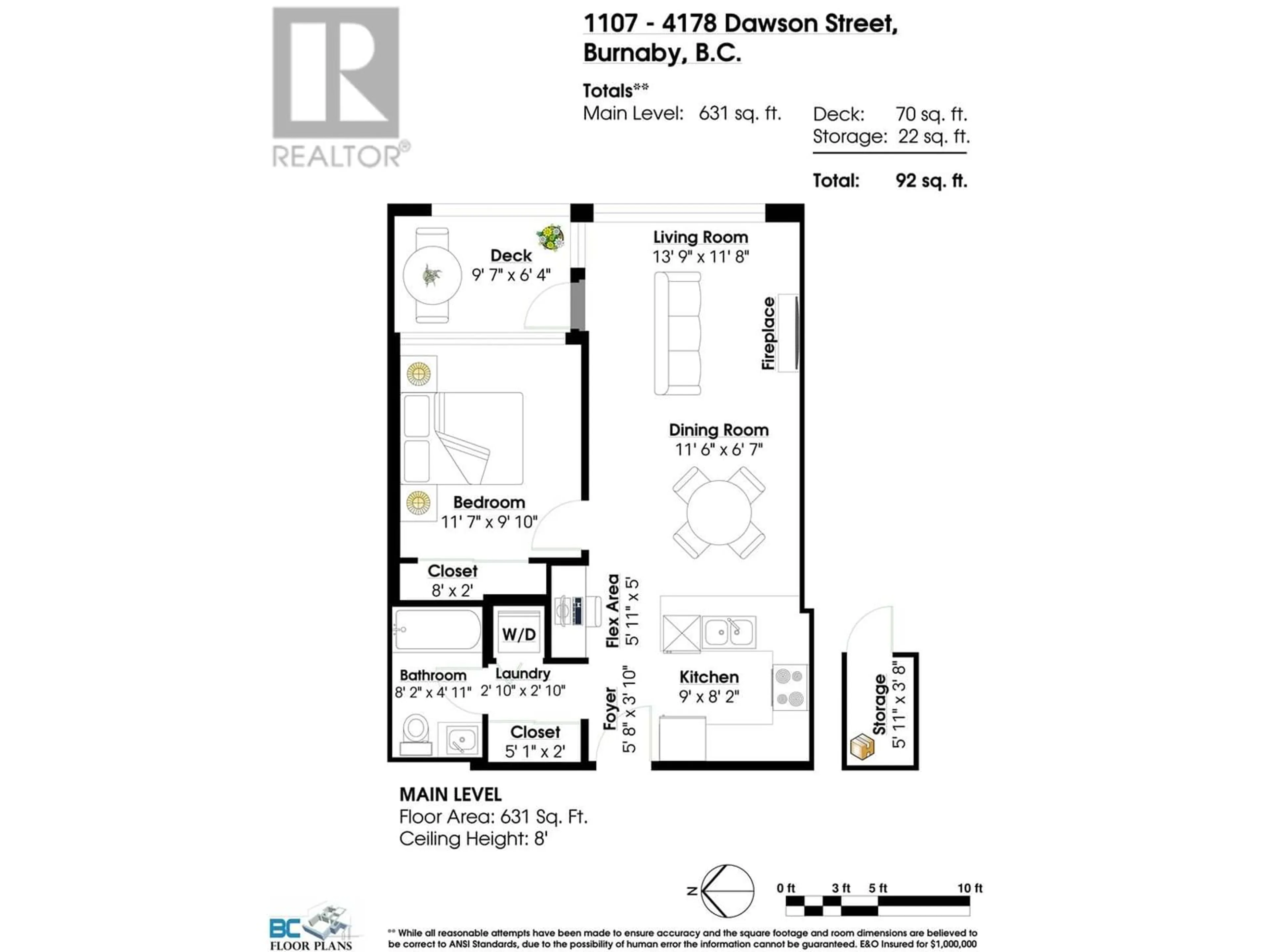 Floor plan for 1107 4178 DAWSON STREET, Burnaby British Columbia V5C0A1